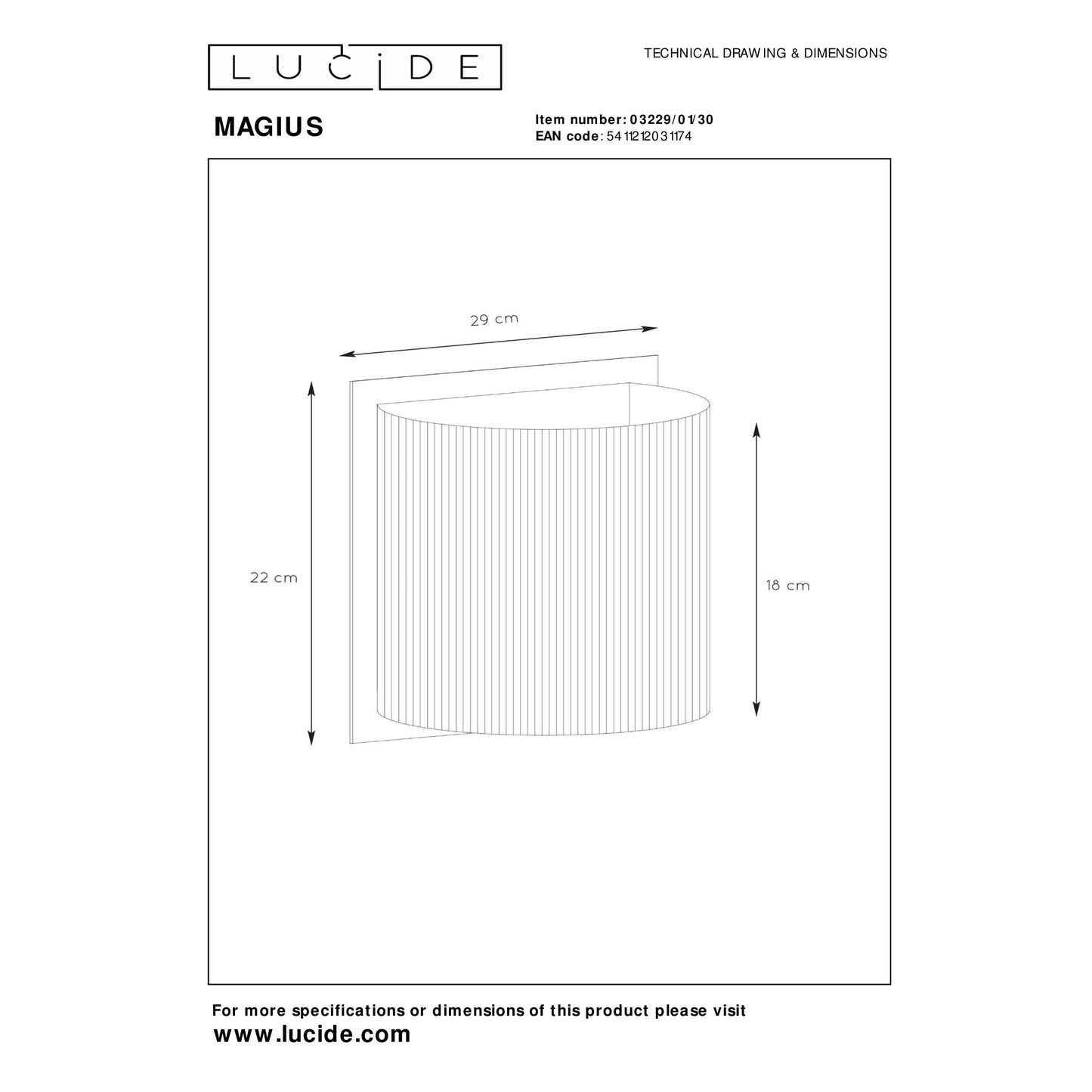 Lucide MAGIUS - Wall light - 1xE27 - Natural