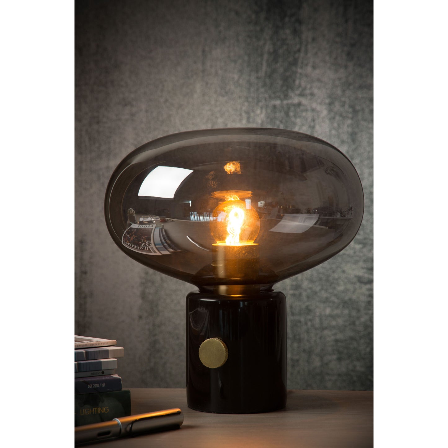 Lucide CHARLIZE - Table lamp - Ø 23 cm - 1xE27 - Smoke Grey