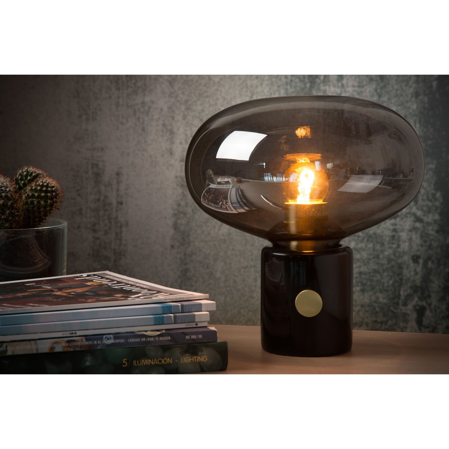 Lucide CHARLIZE - Table lamp - Ø 23 cm - 1xE27 - Smoke Grey