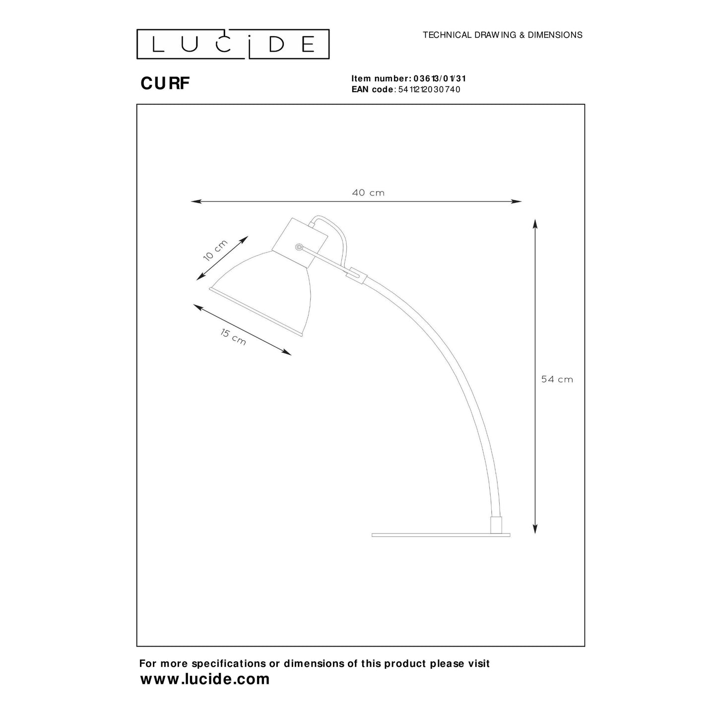 Lucide CURF - Desk lamp - 1xE27 - White