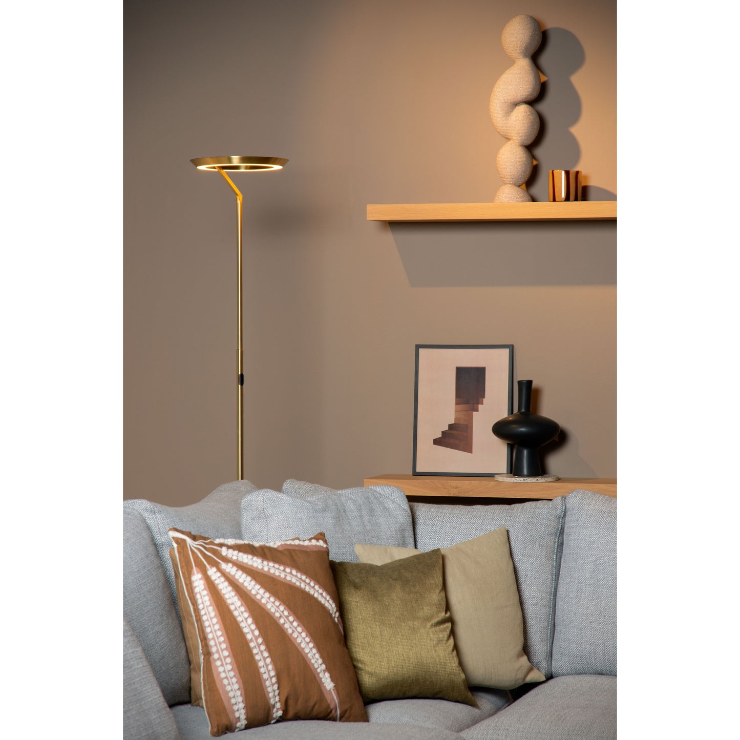 Lucide CELESTE - Floor lamp - Ø 28 cm - LED Dim. - 1x21W 2700K - Matt Gold / Brass