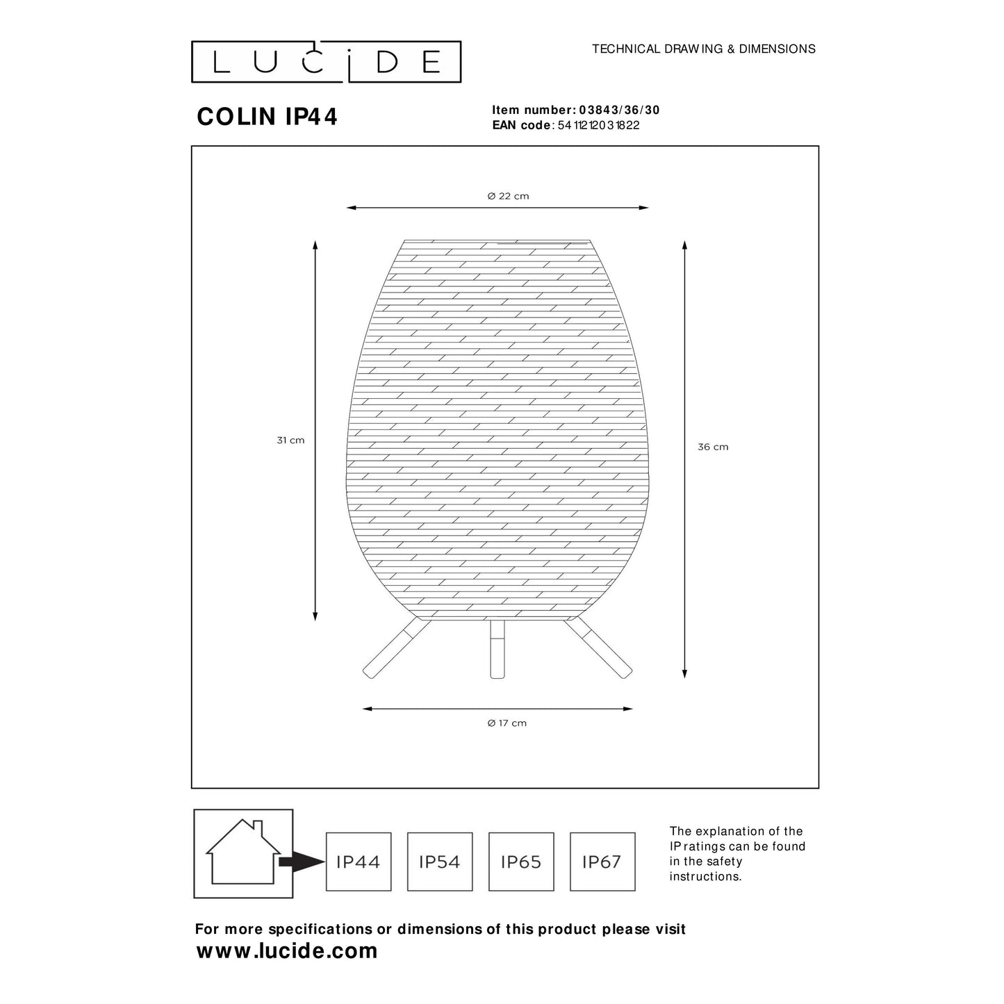 Lucide COLIN IP44 - Rechargeable Table lamp Indoor/Outdoor - Battery pack/batteries - LED Dim. - 1x 3W 3000K - IP44 - 3 StepDim - Black