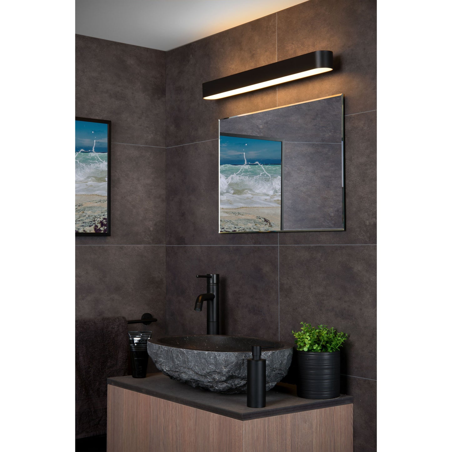 Lucide MADELON - Wall light Bathroom - LED - 1x9W 2700K - IP44 - Black