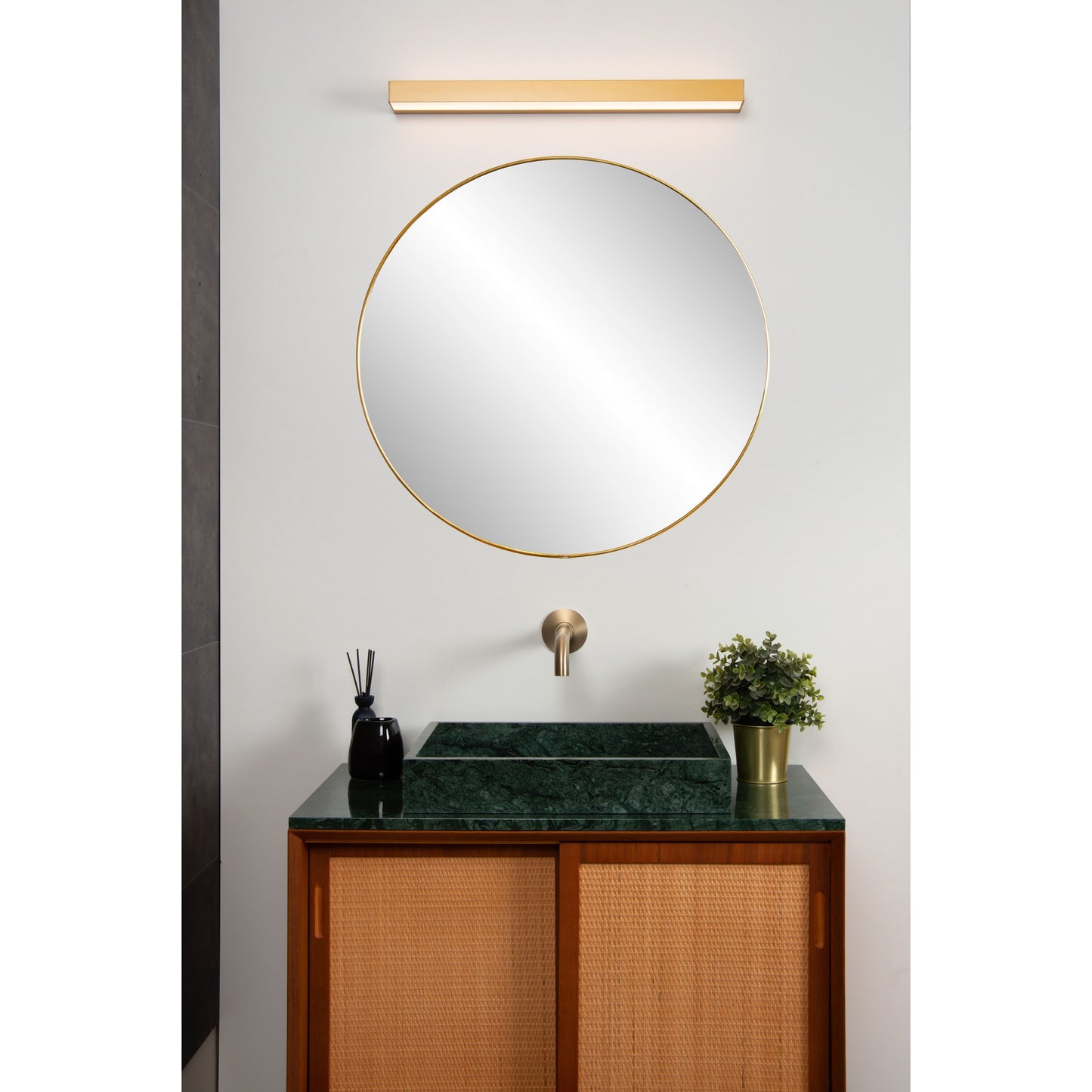 Lucide ALEXA - Wall light Bathroom - LED - 1x8W 3000K - IP44 - Matt Gold / Brass