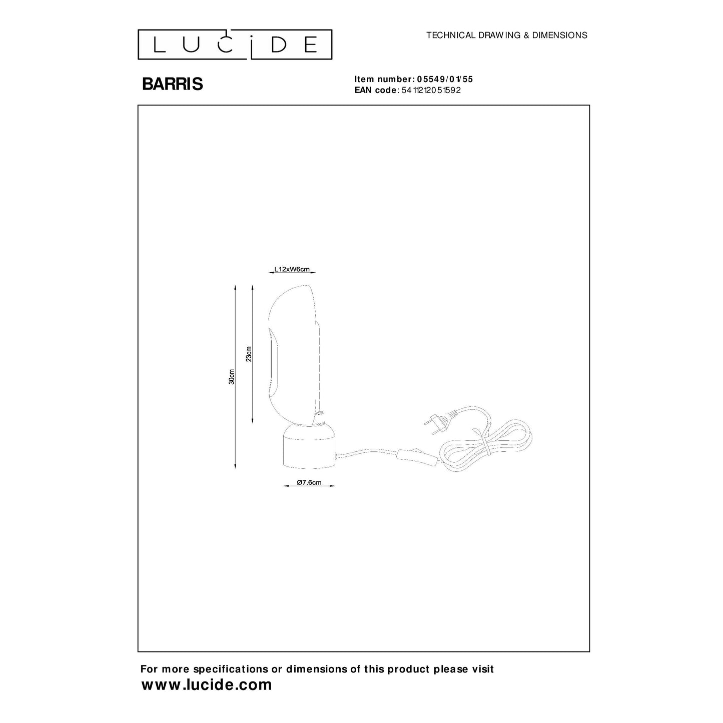 Lucide BARRIS - Table lamp - 1xE27 - Terracotta