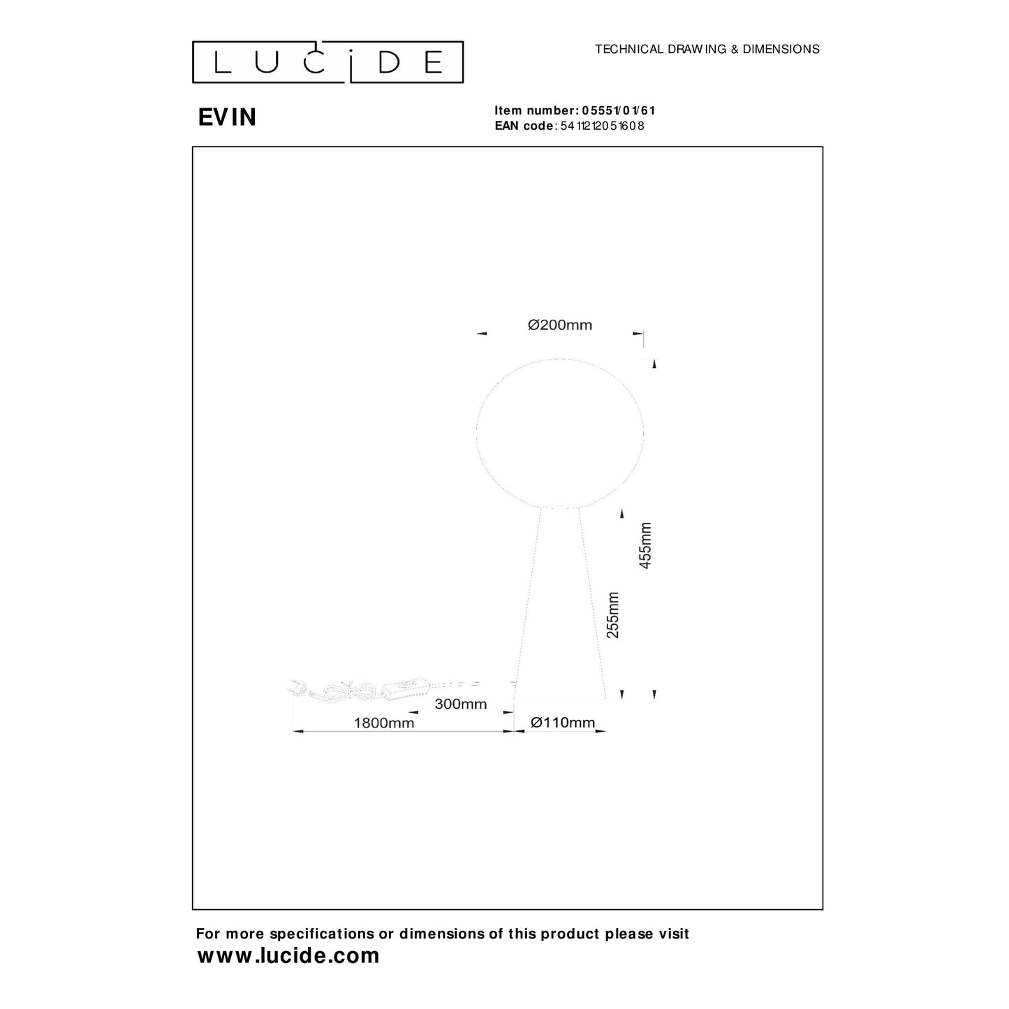 Lucide EVIN - Table lamp - 1xE27 - Opal