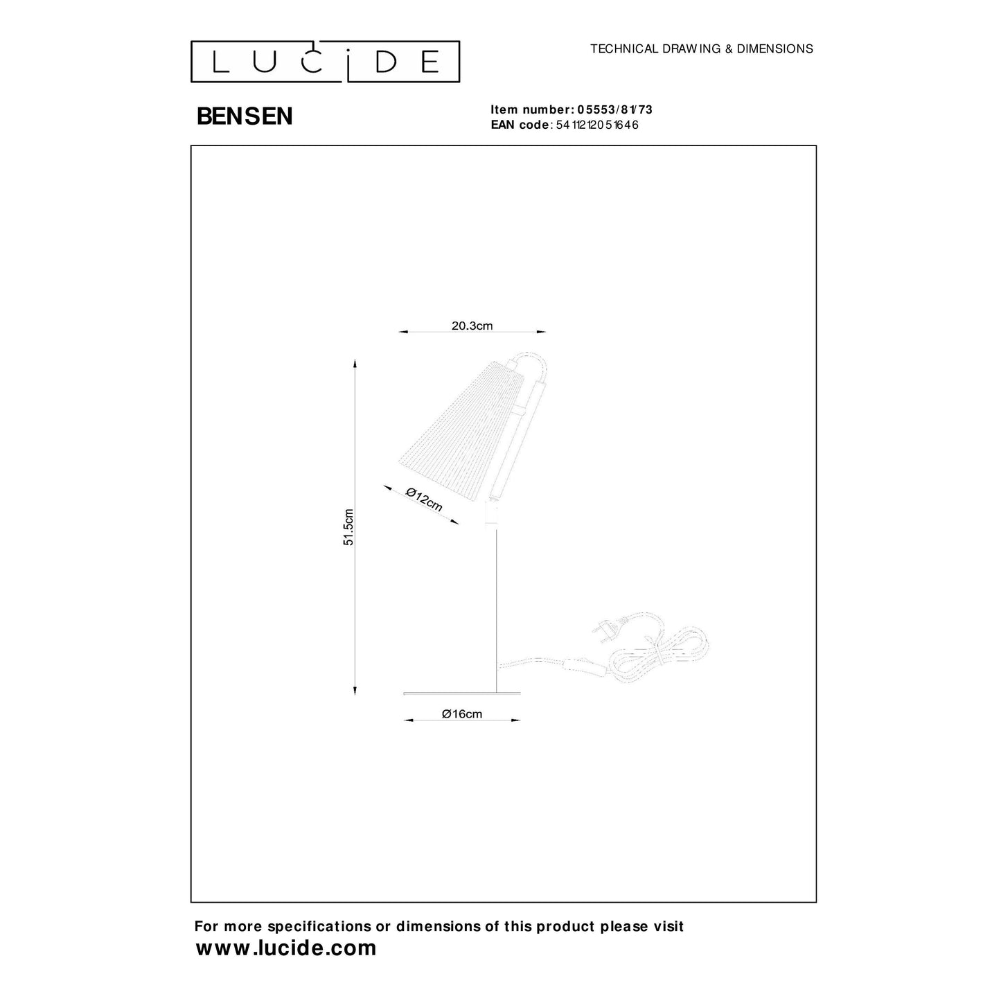 Lucide BENSEN - Table lamp - 1xE14 - Natural