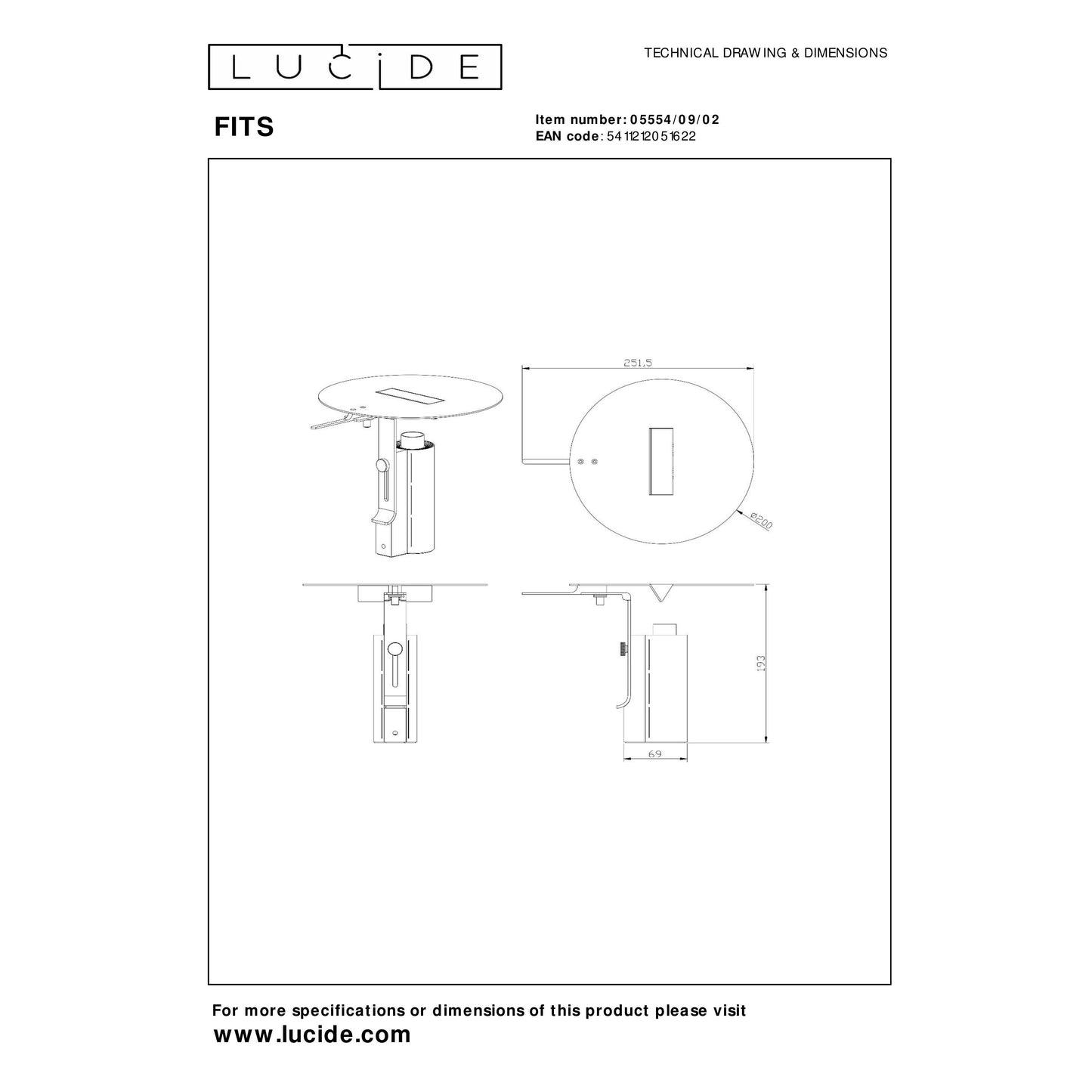Lucide FITS - Table lamp - LED - 1x8W 3000K - Matt Gold / Brass