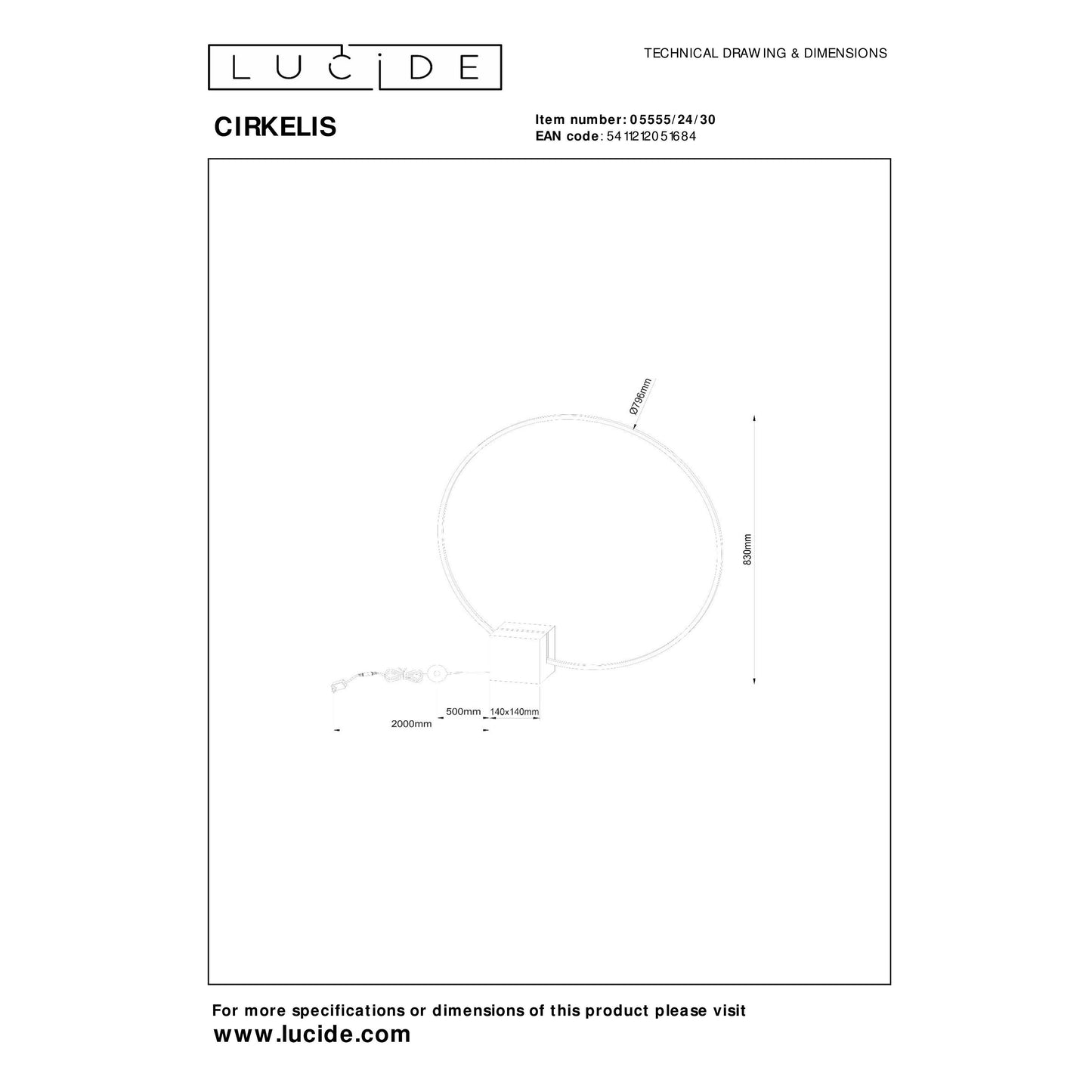 Lucide CIRKELIS - Table lamp - LED Dim. - 1x24W 3000K - Black