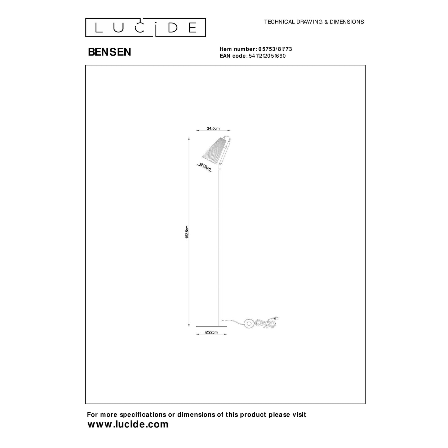 Lucide BENSEN - Floor lamp - 1xE14 - Natural