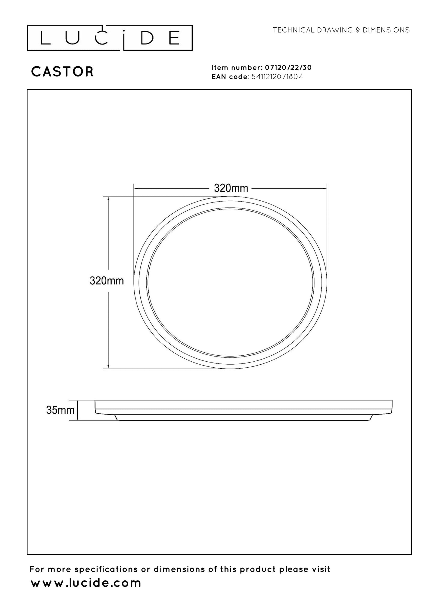 Lucide CASTOR - Flush ceiling light - Ø 32 cm - LED Dim. - CCT - 1x20W 2700K/6500K - Rgb - Opal