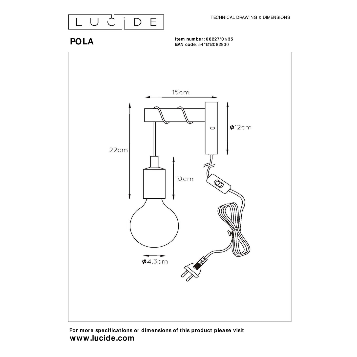 Lucide POLA - Wall light Children - 1xE27 - Blue