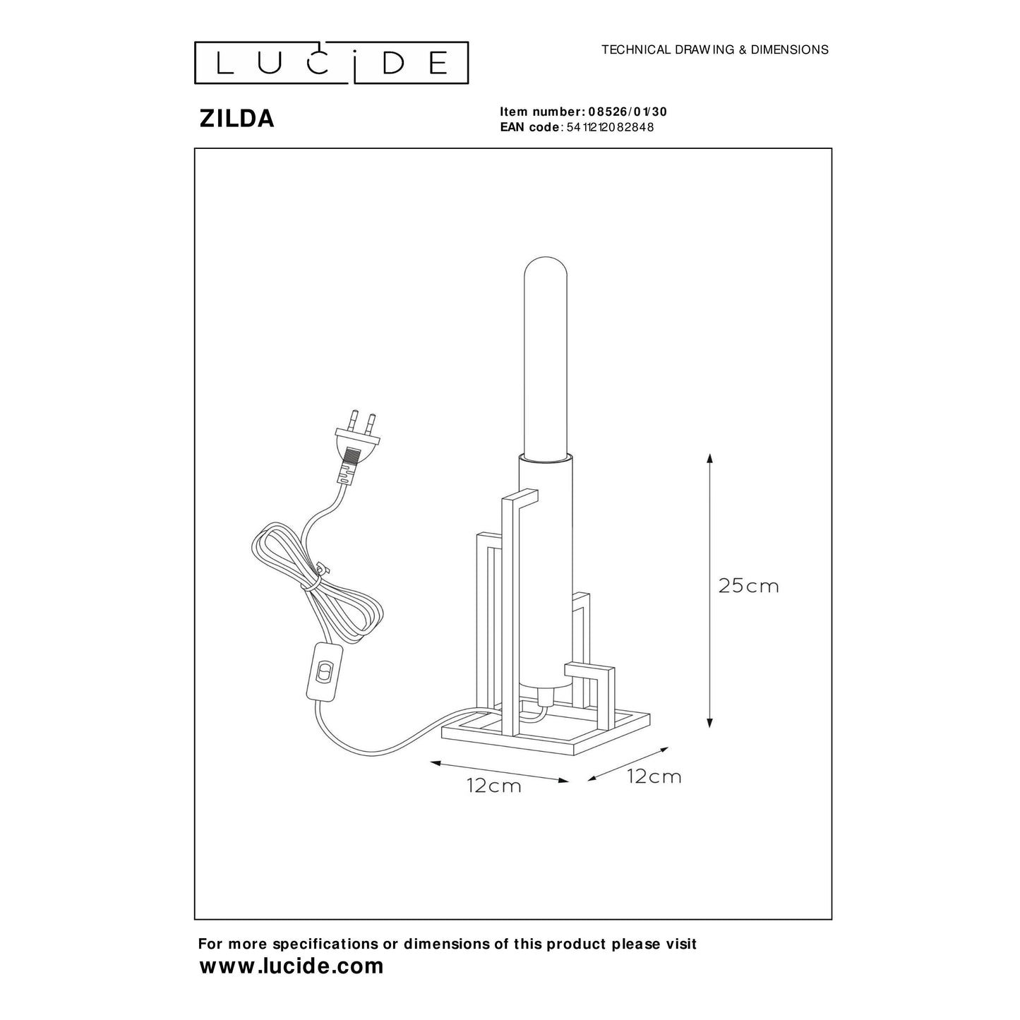 Lucide ZILDA - Table lamp - 1xE27 - Black