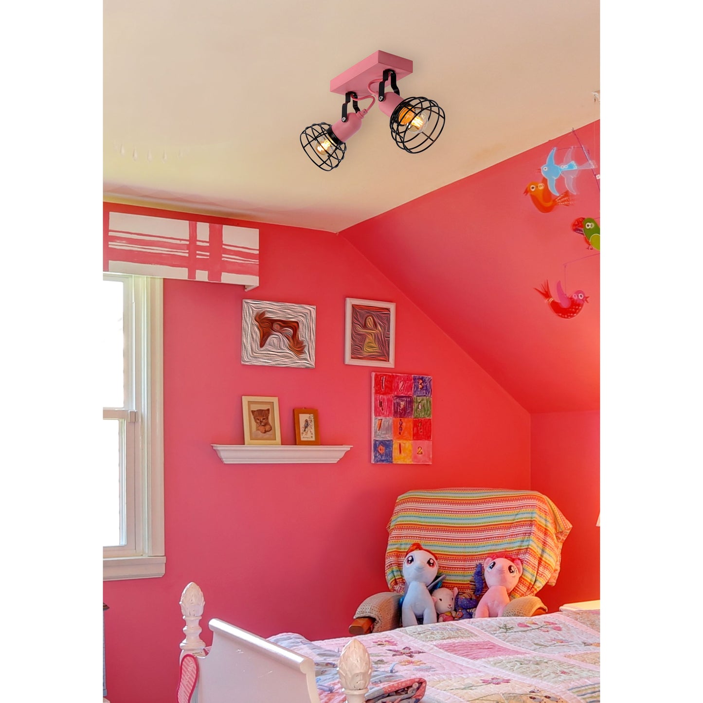 Lucide POLA - Ceiling spotlight Children - 2xE27 - Pink