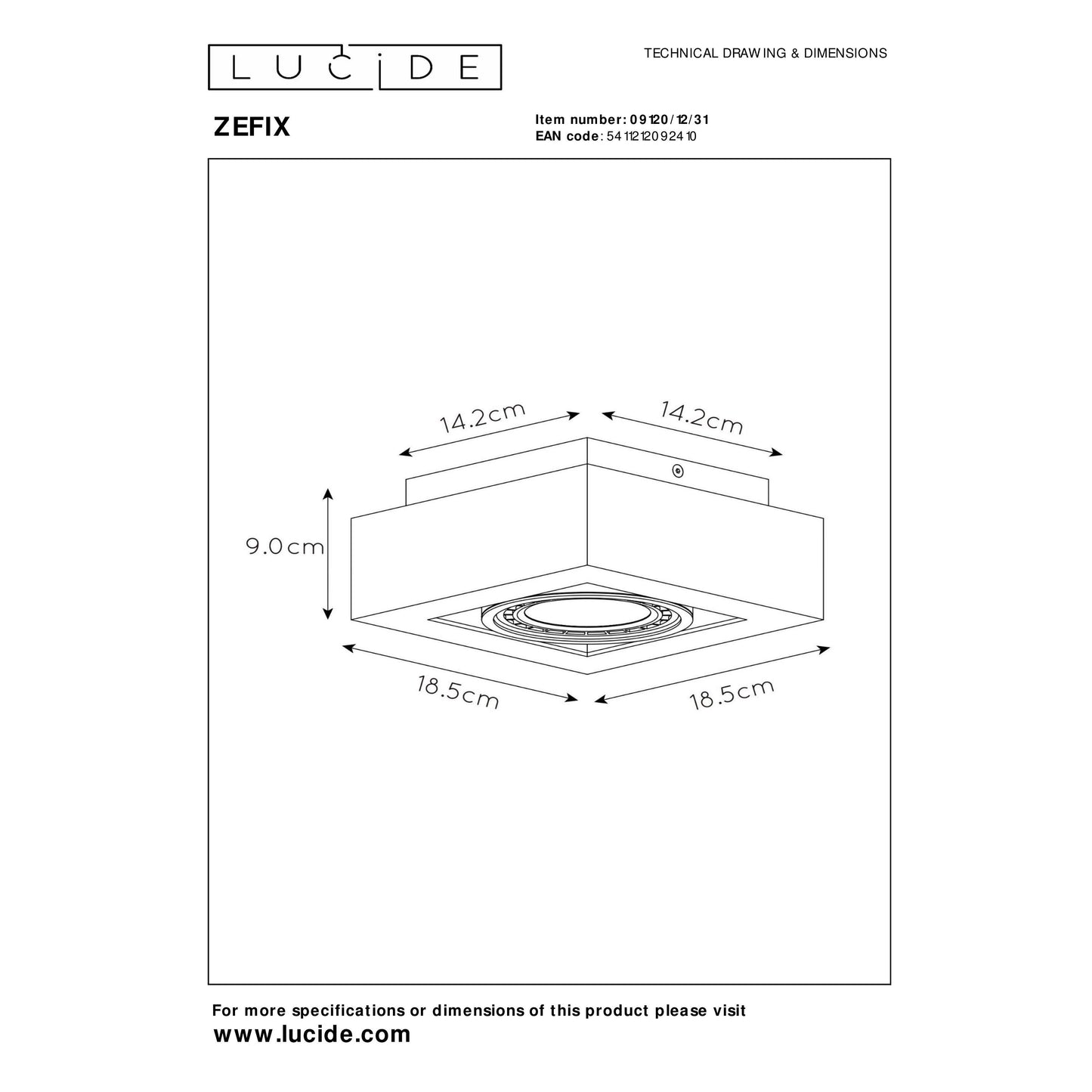 Lucide ZEFIX - Ceiling spotlight - LED Dim to warm - GU10 (ES111) - 1x12W 2200K/3000K - White
