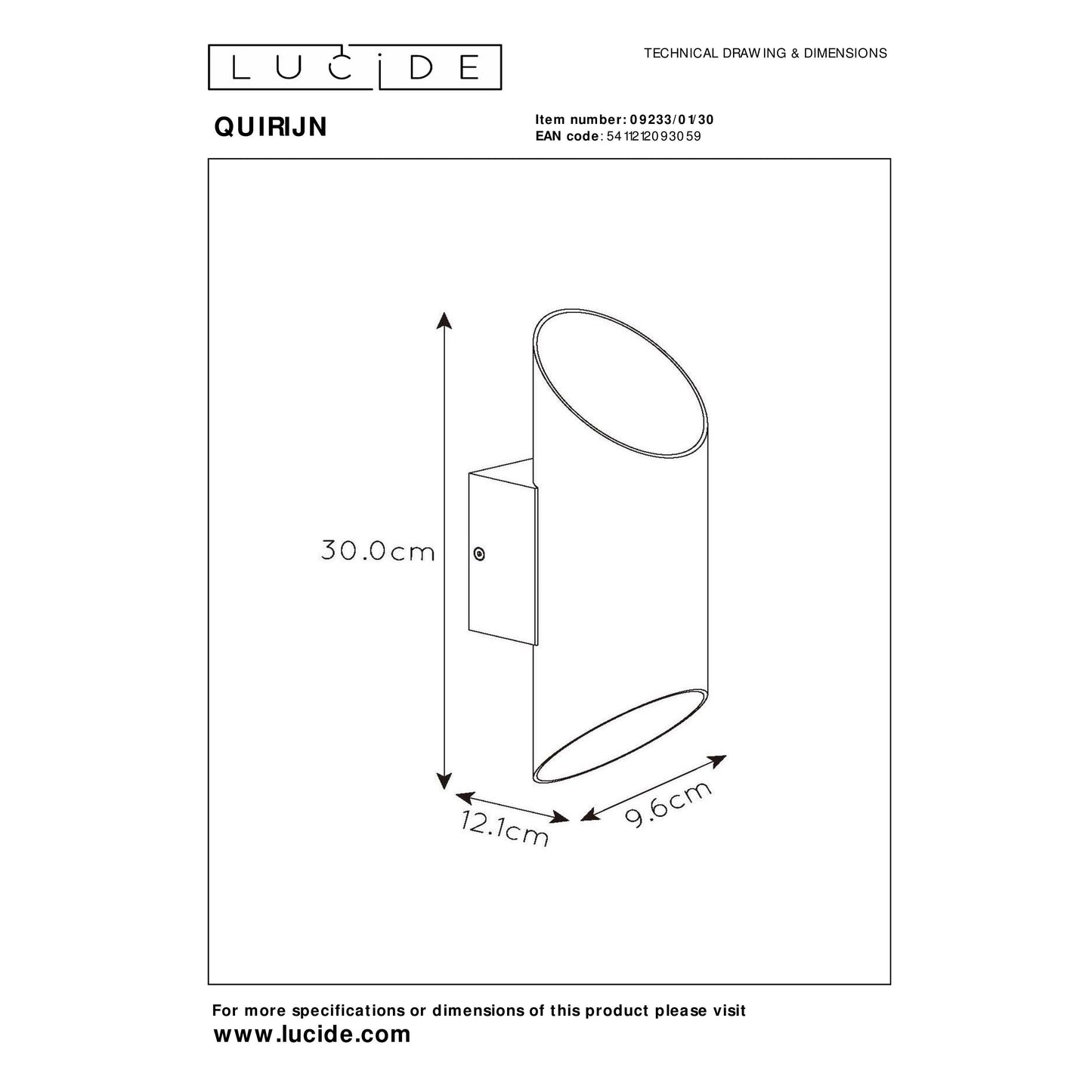 Lucide QUIRIJN - Wall light - Ø 10 cm - 1xG9 - Black