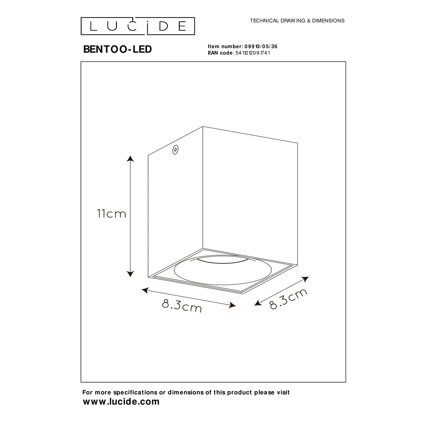 Lucide BENTOO-LED - Ceiling spotlight - LED Dim. - GU10 - 1x5W 3000K - Grey