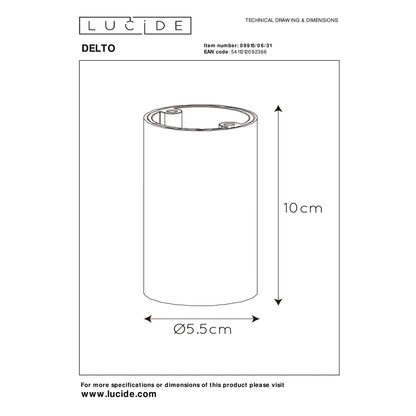 Lucide DELTO - Ceiling spotlight - Ø 5,5 cm - LED Dim to warm - GU10 - 1x5W 2200K/3000K - White