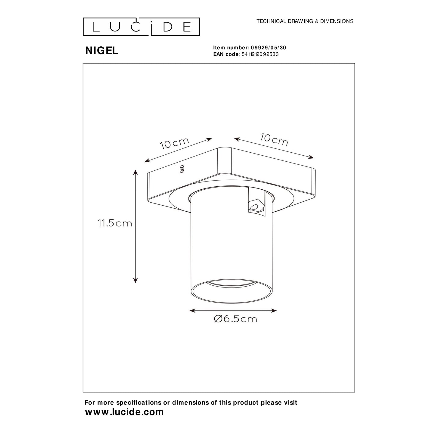 Lucide NIGEL - Ceiling spotlight - LED Dim to warm - GU10 - 1x5W 2200K/3000K - Black