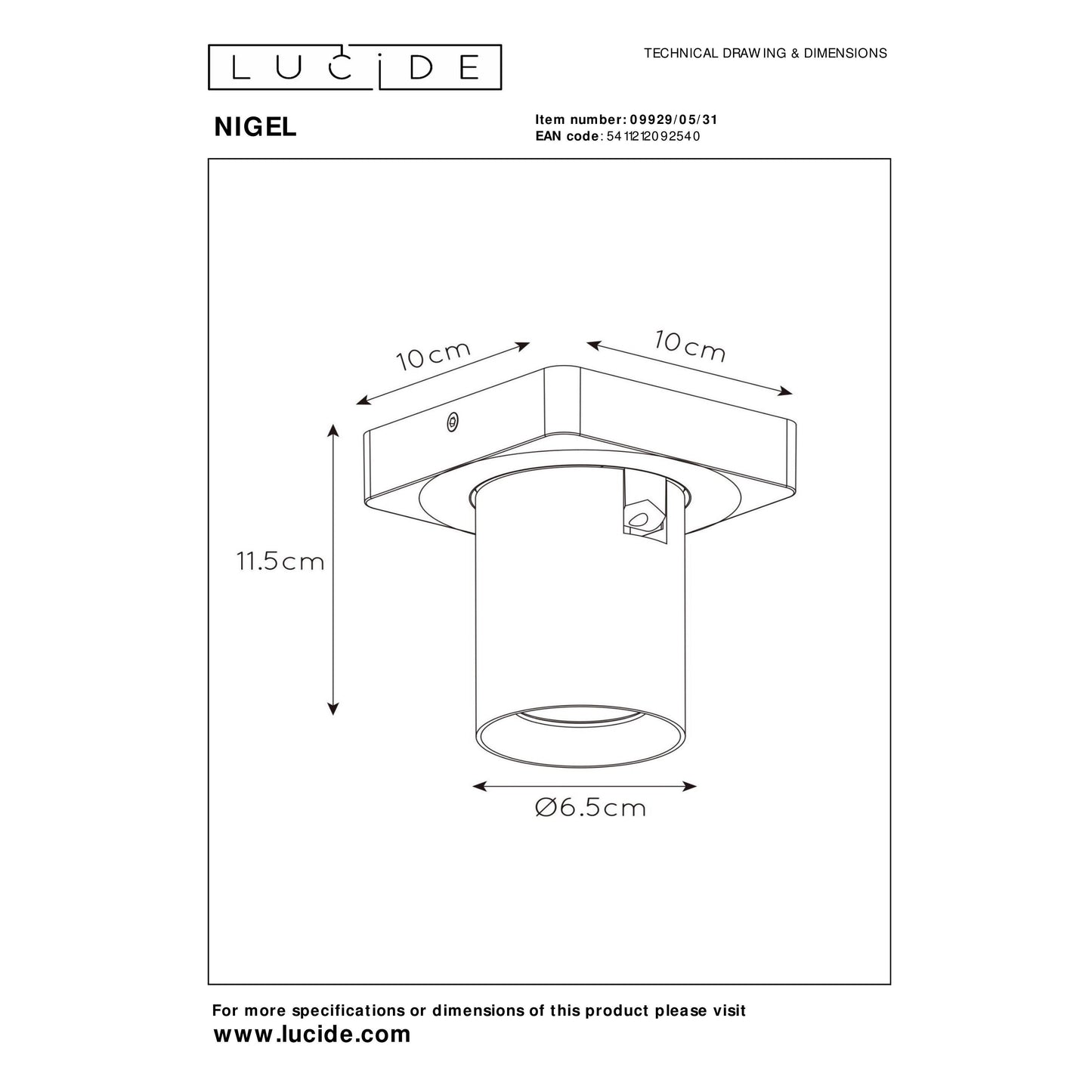 Lucide NIGEL - Ceiling spotlight - LED Dim to warm - GU10 - 1x5W 2200K/3000K - White