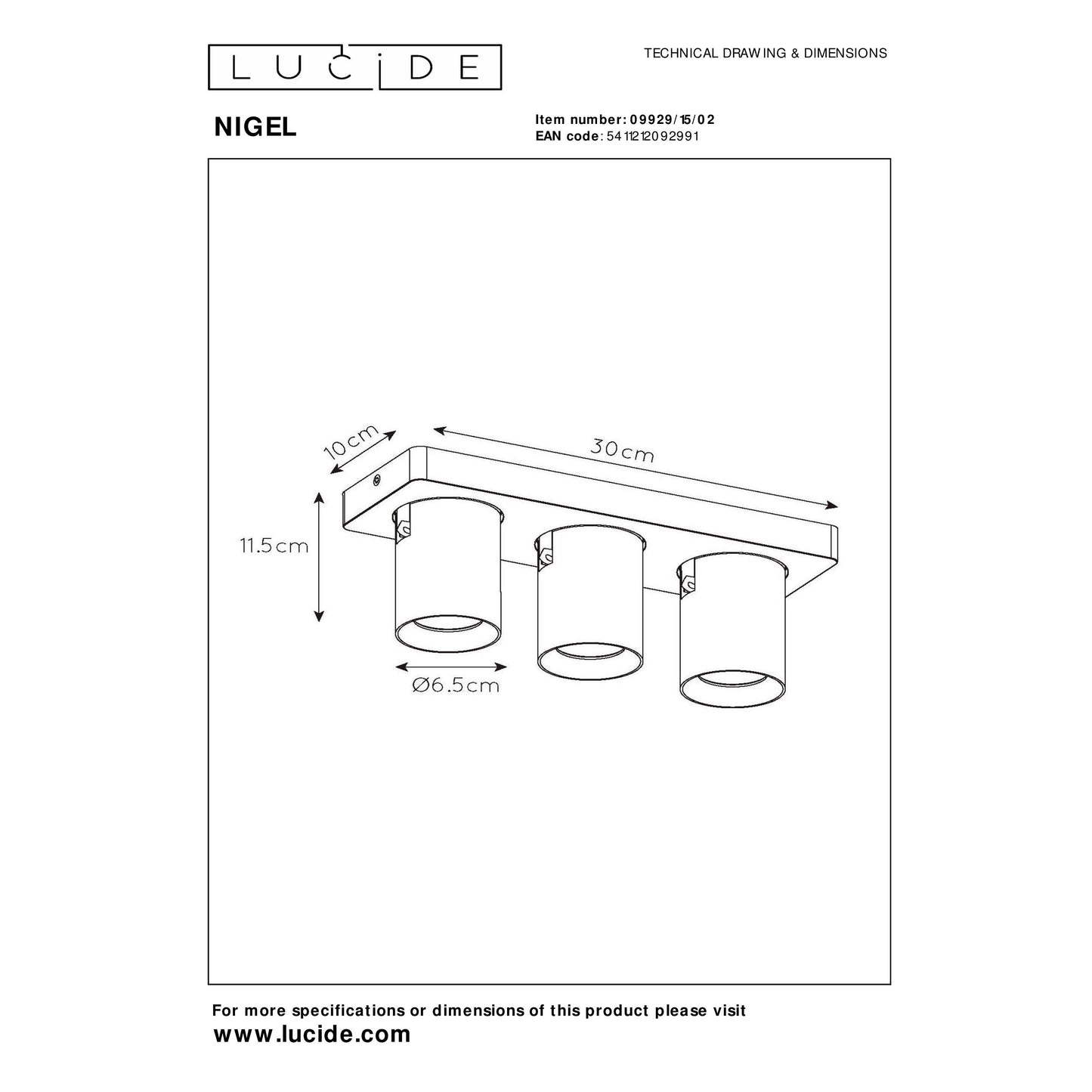 Lucide NIGEL - Ceiling spotlight - LED Dim to warm - GU10 - 3x5W 2200K/3000K - Matt Gold / Brass