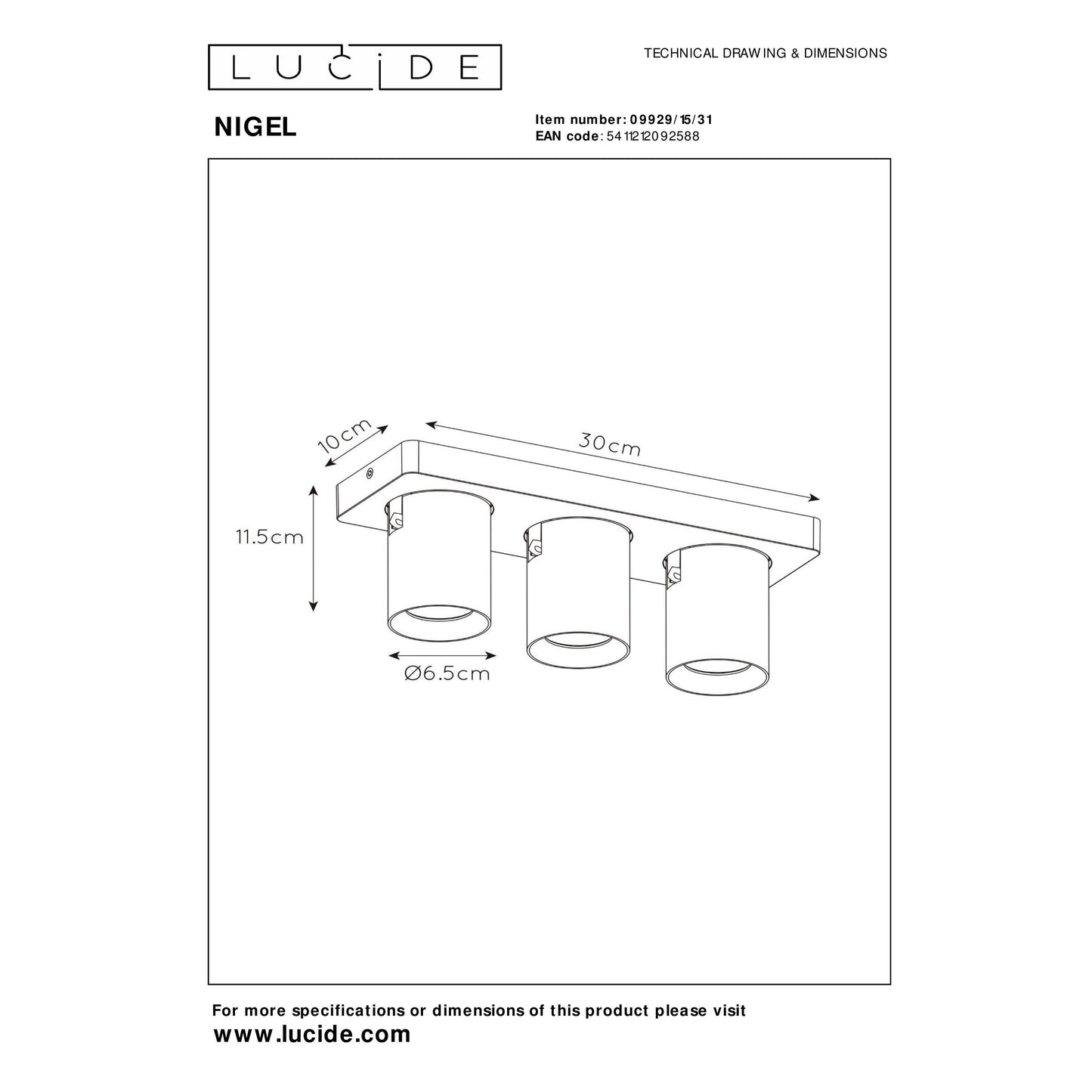 Lucide NIGEL - Ceiling spotlight - LED Dim to warm - GU10 - 3x5W 2200K/3000K - White