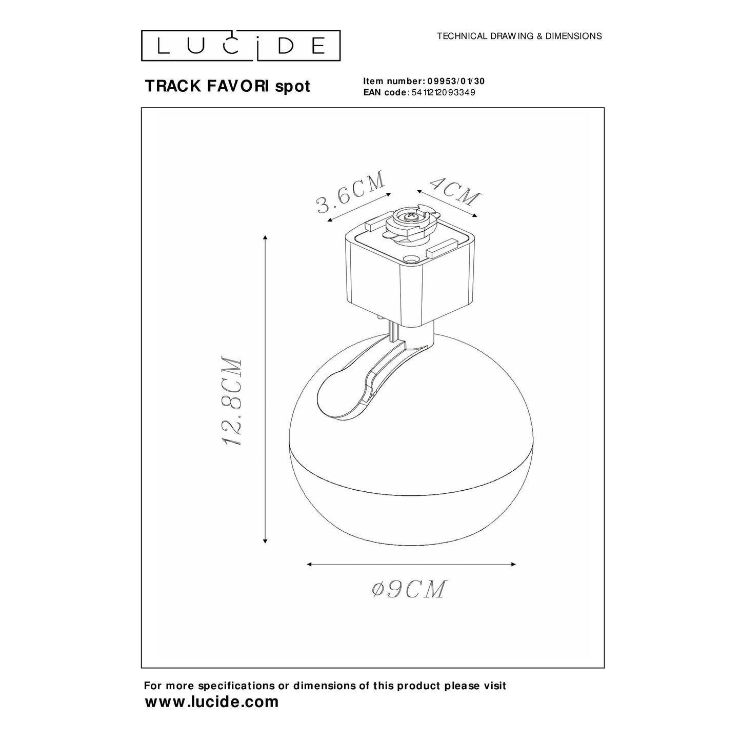 Lucide TRACK FAVORI Track spot - 1-circuit Track lighting system - 1xGU10 - Black (Extension)