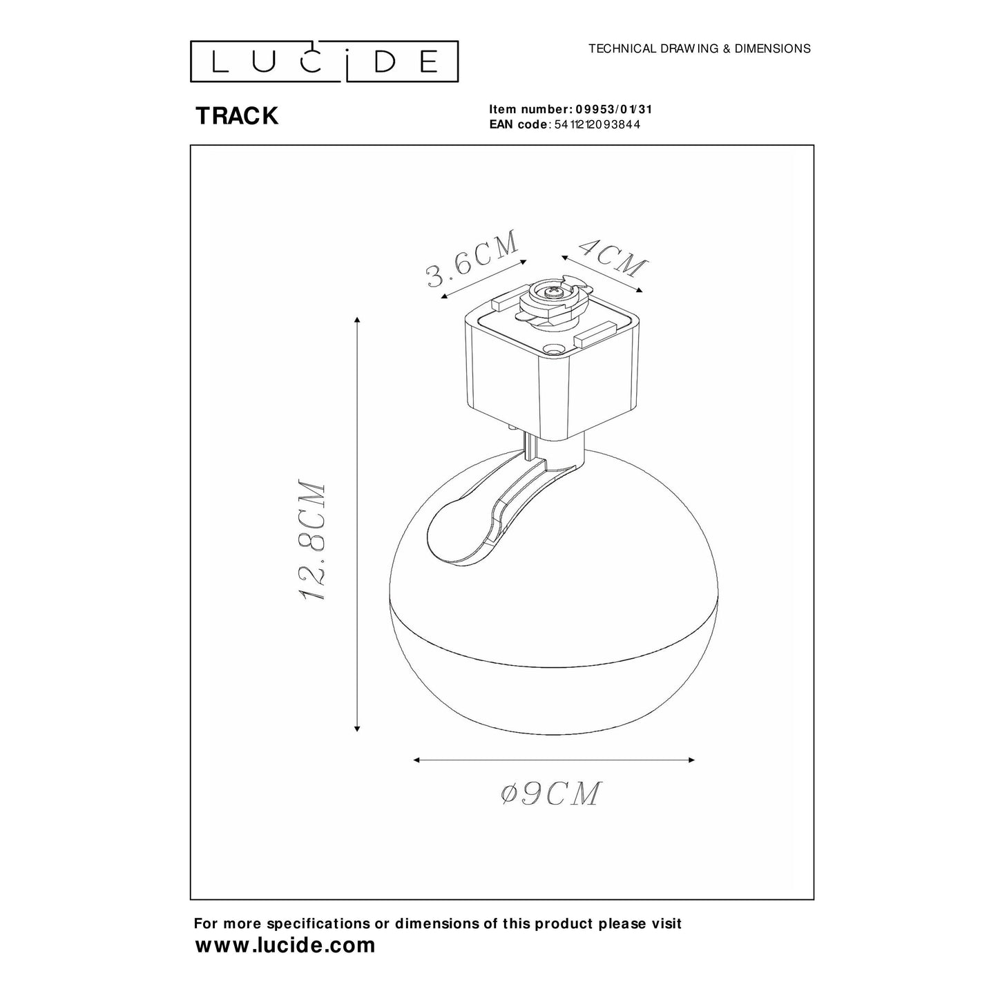Lucide TRACK FAVORI Track spot - 1-circuit Track lighting system - 1xGU10 - White (Extension)