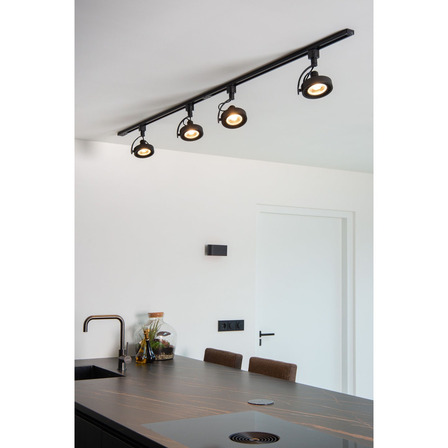 Lucide TRACK DORIAN Track spot - 1-circuit Track lighting system - 1xES111 - Black (Extension)