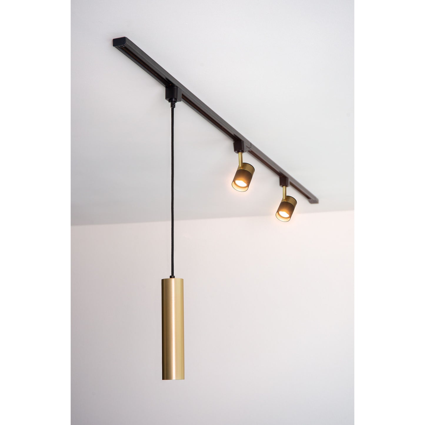 Lucide TRACK FLORIS pendant - 1-circuit Track lighting system - 1xGU10 - Matt Gold / Brass (Extension)