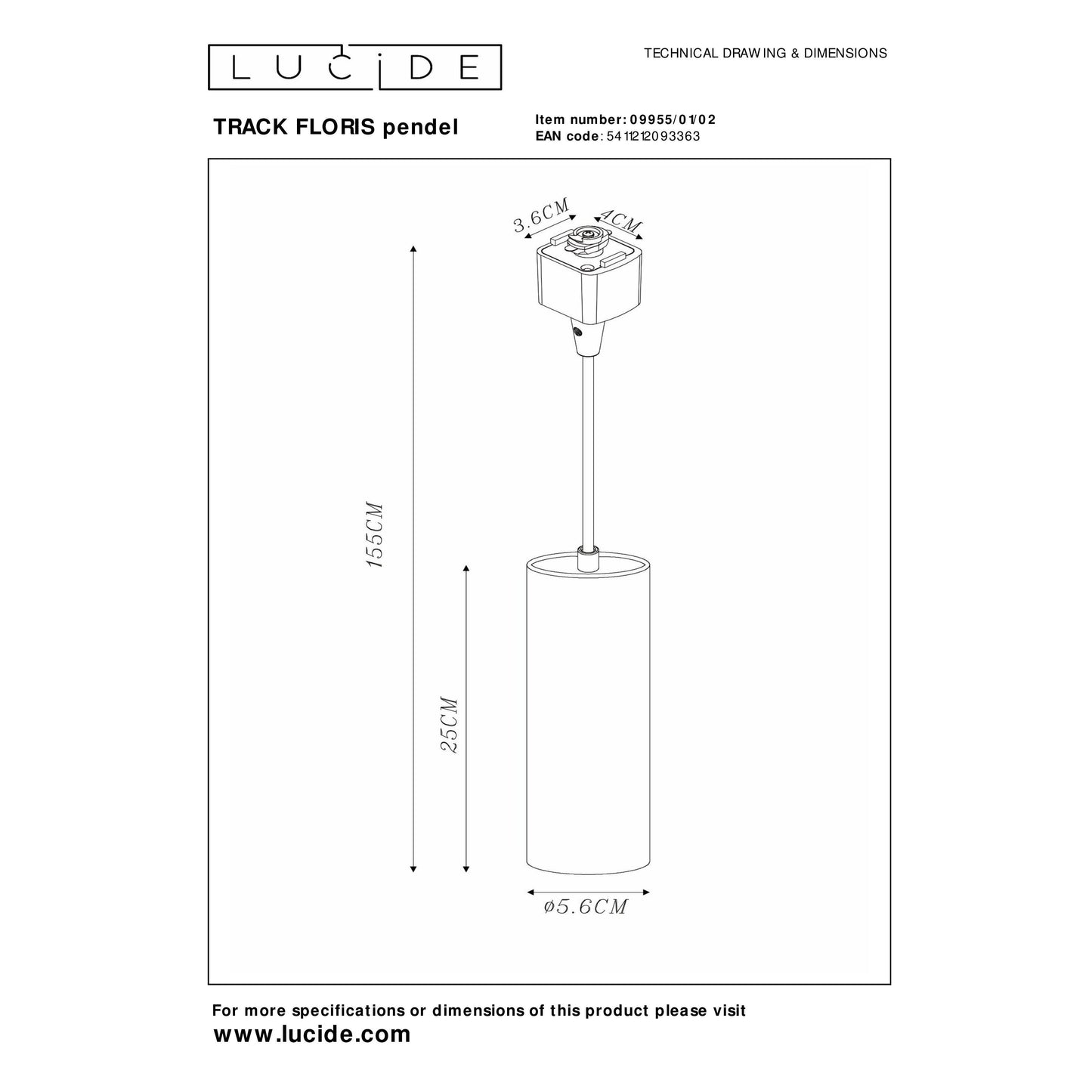 Lucide TRACK FLORIS pendant - 1-circuit Track lighting system - 1xGU10 - Matt Gold / Brass (Extension)