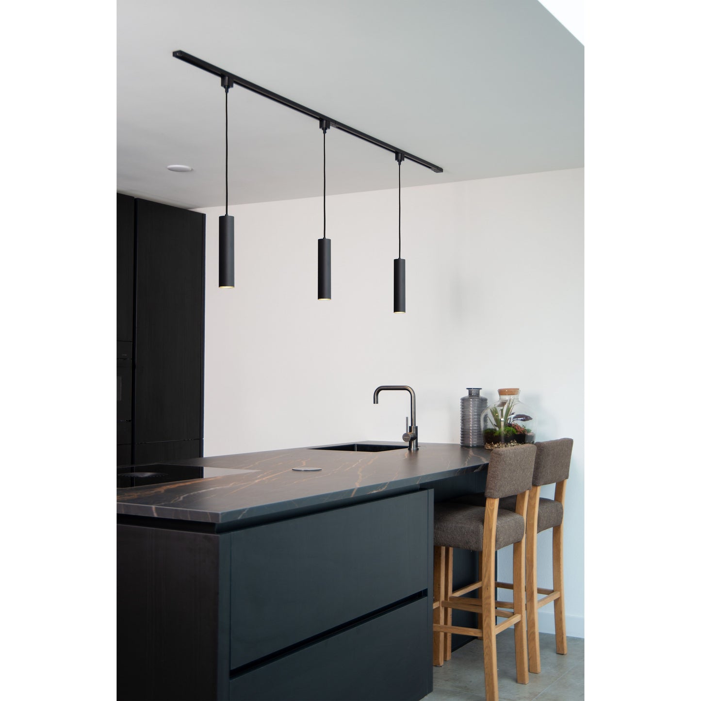 Lucide TRACK FLORIS pendant - 1-circuit Track lighting system - 1xGU10 - Black (Extension)