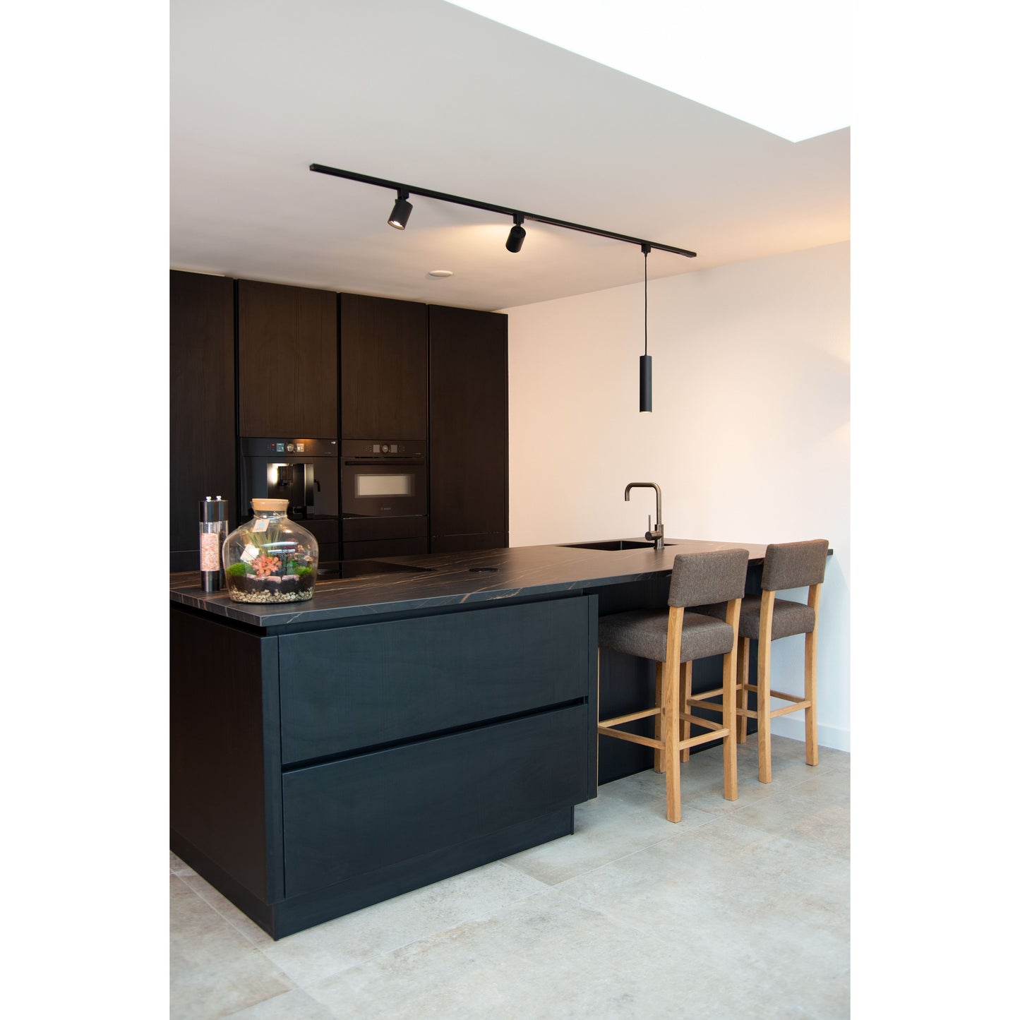 Lucide TRACK FLORIS pendant - 1-circuit Track lighting system - 1xGU10 - Black (Extension)