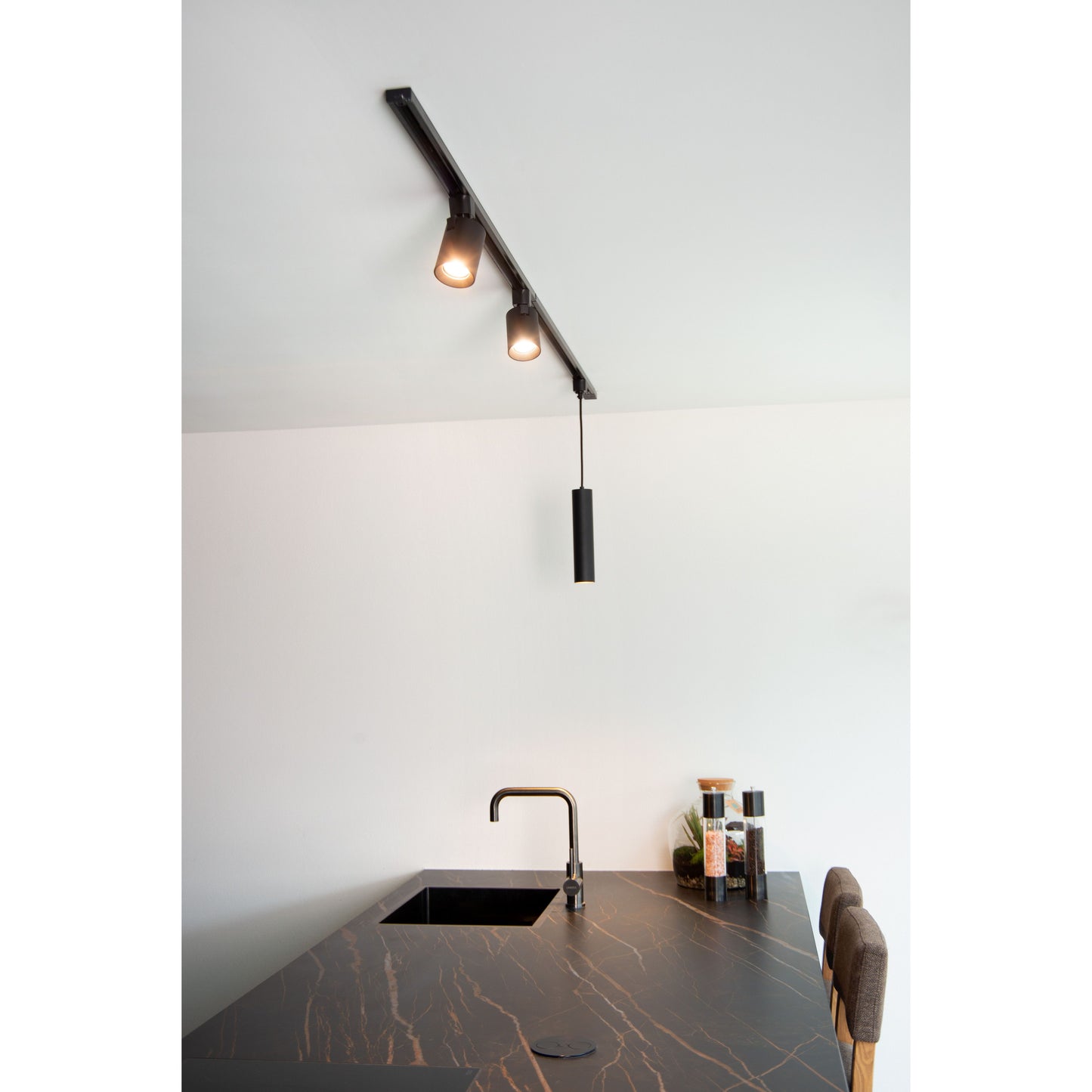 Lucide TRACK FLORIS pendant - 1-circuit Track lighting system - 1xGU10 - Black (Extension)