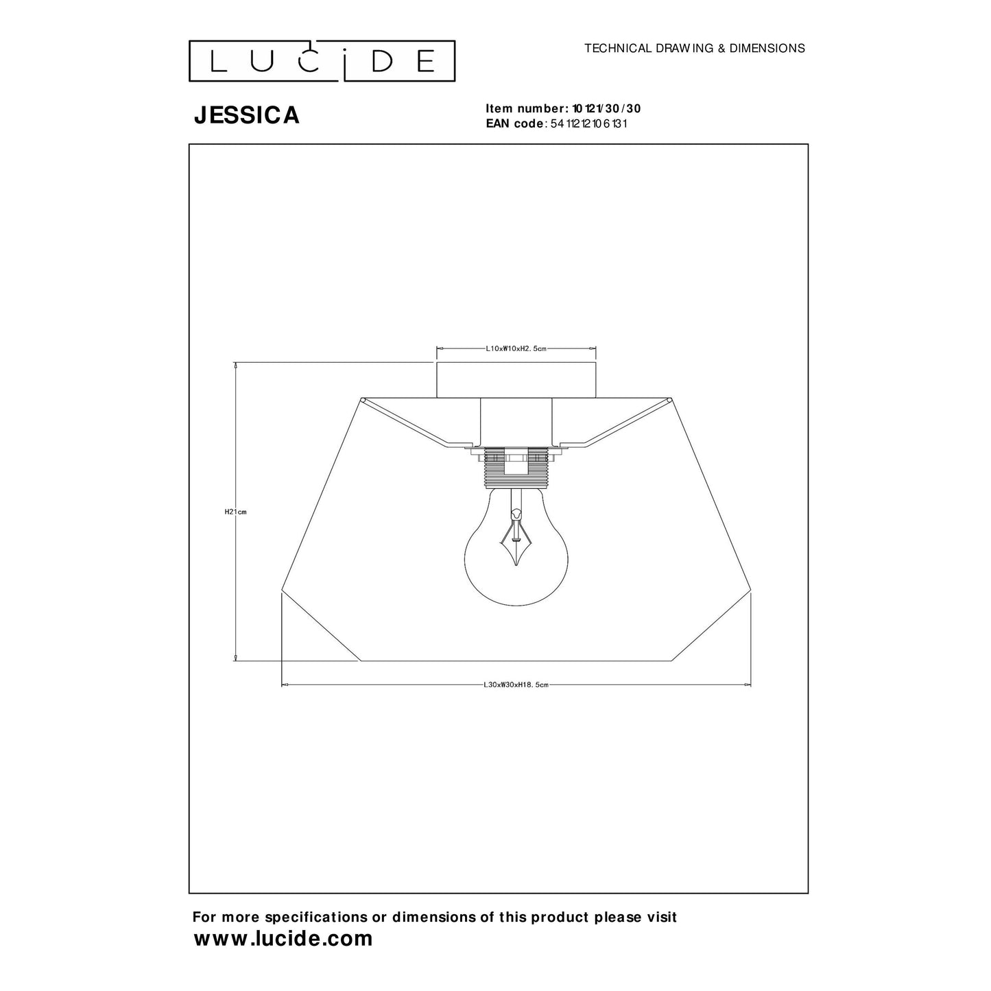 Lucide JESSICA - Flush ceiling light - 1xE27 - Black