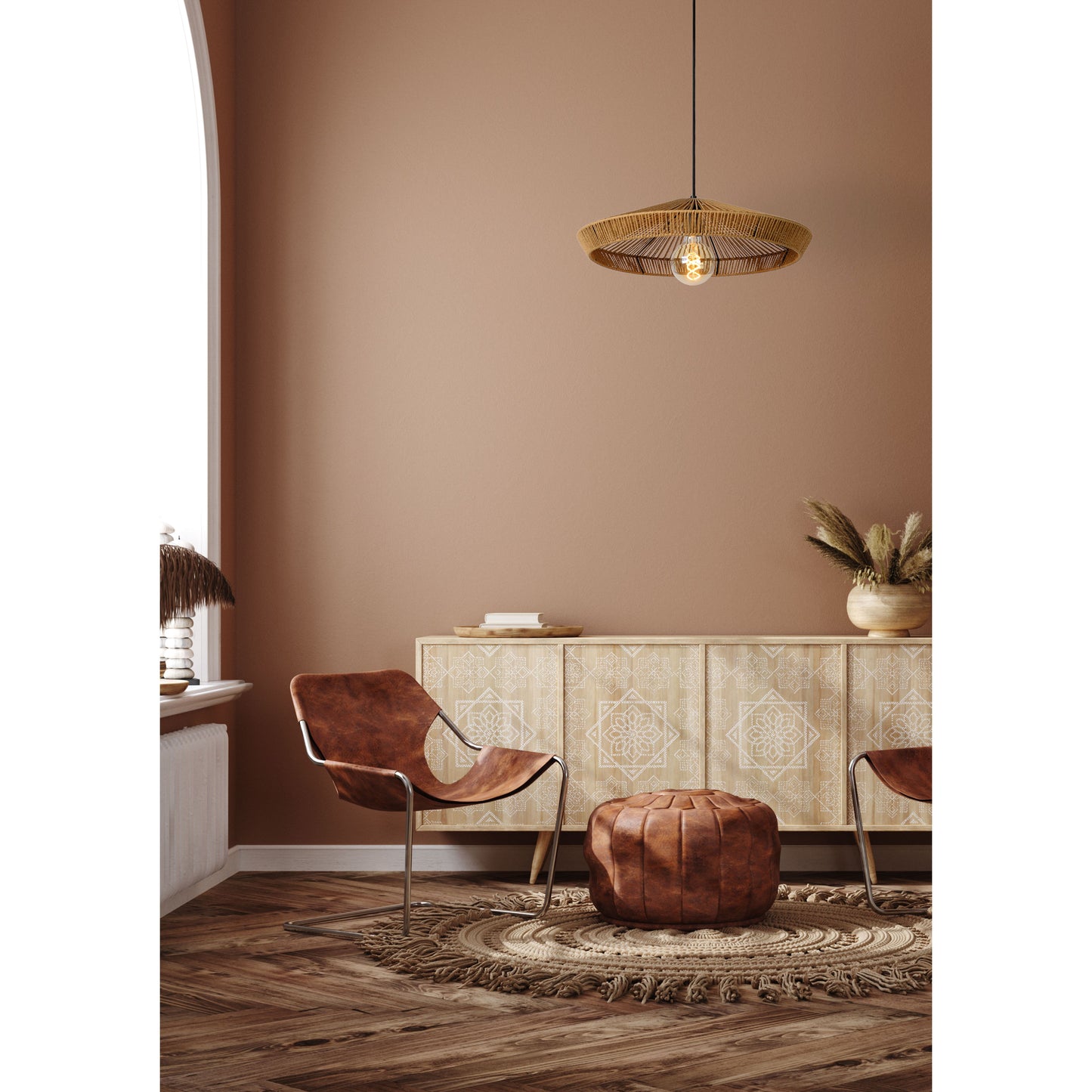 Lucide YUNKAI - Pendant light - Ø 50 cm - 1xE27 - Natural
