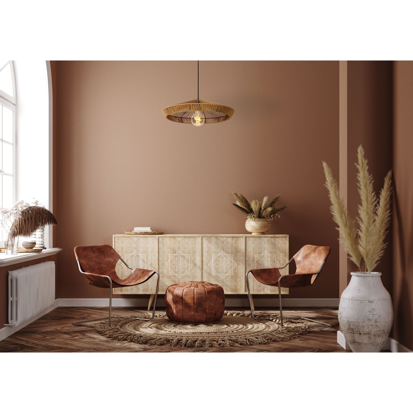 Lucide YUNKAI - Pendant light - Ø 50 cm - 1xE27 - Natural