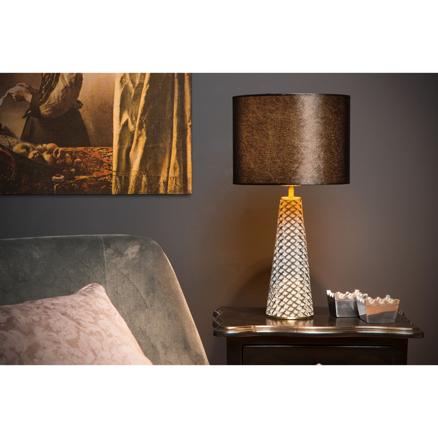 Lucide EXTRAVAGANZA VELVET - Table lamp - Ø 25 cm - 1xE27 - Black