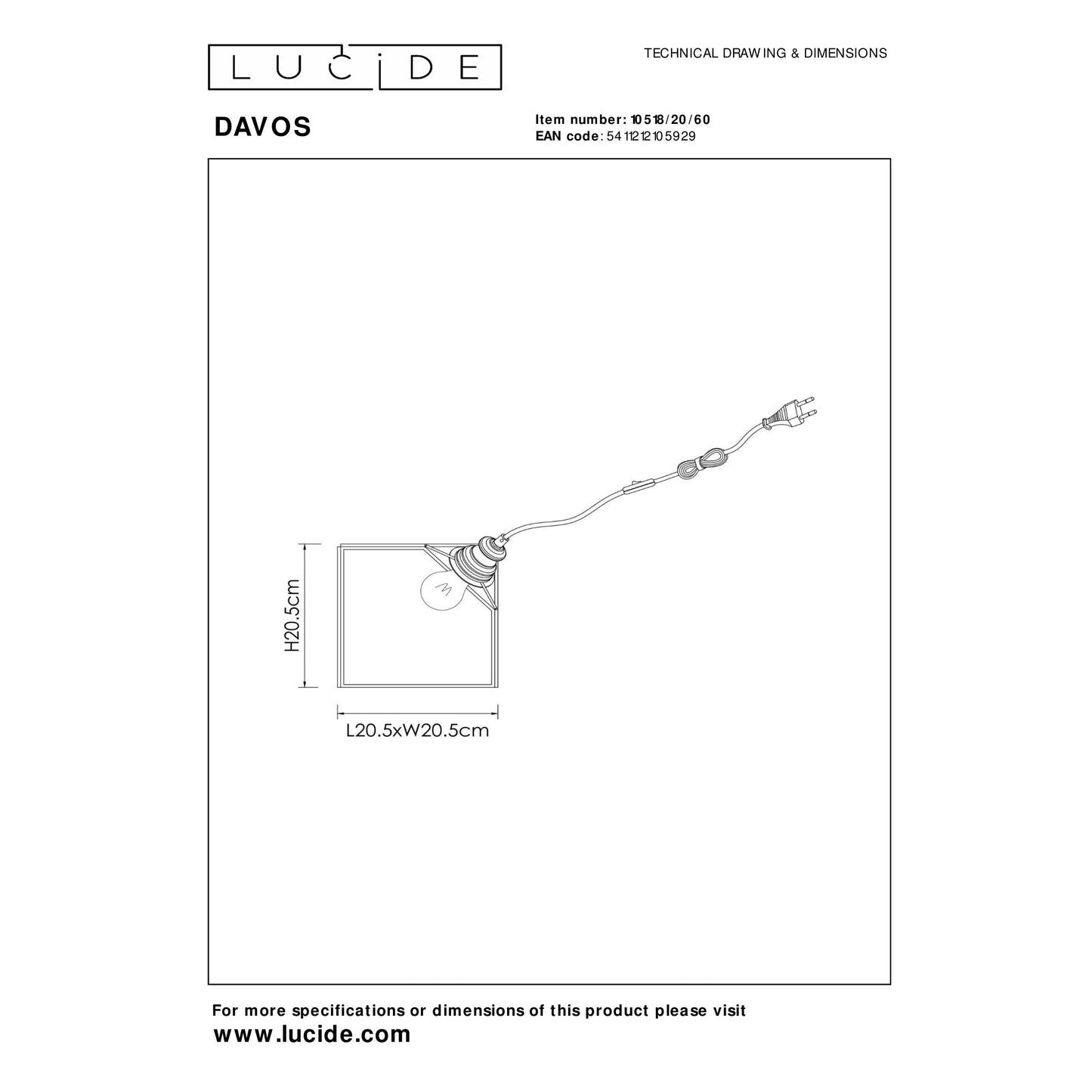 Lucide DAVOS - Table lamp - 1xE27 - Transparant