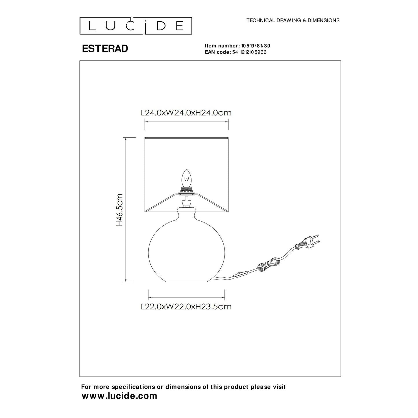Lucide ESTERAD - Table lamp - 1xE14 - Black