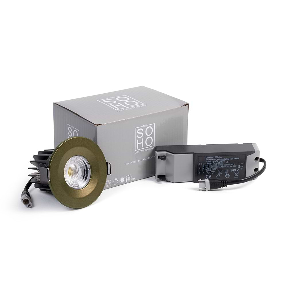 Soho Bronze LED Downlights, Fire Rated, Fixed, IP65, CCT Switch, High CRI, Dimmable
