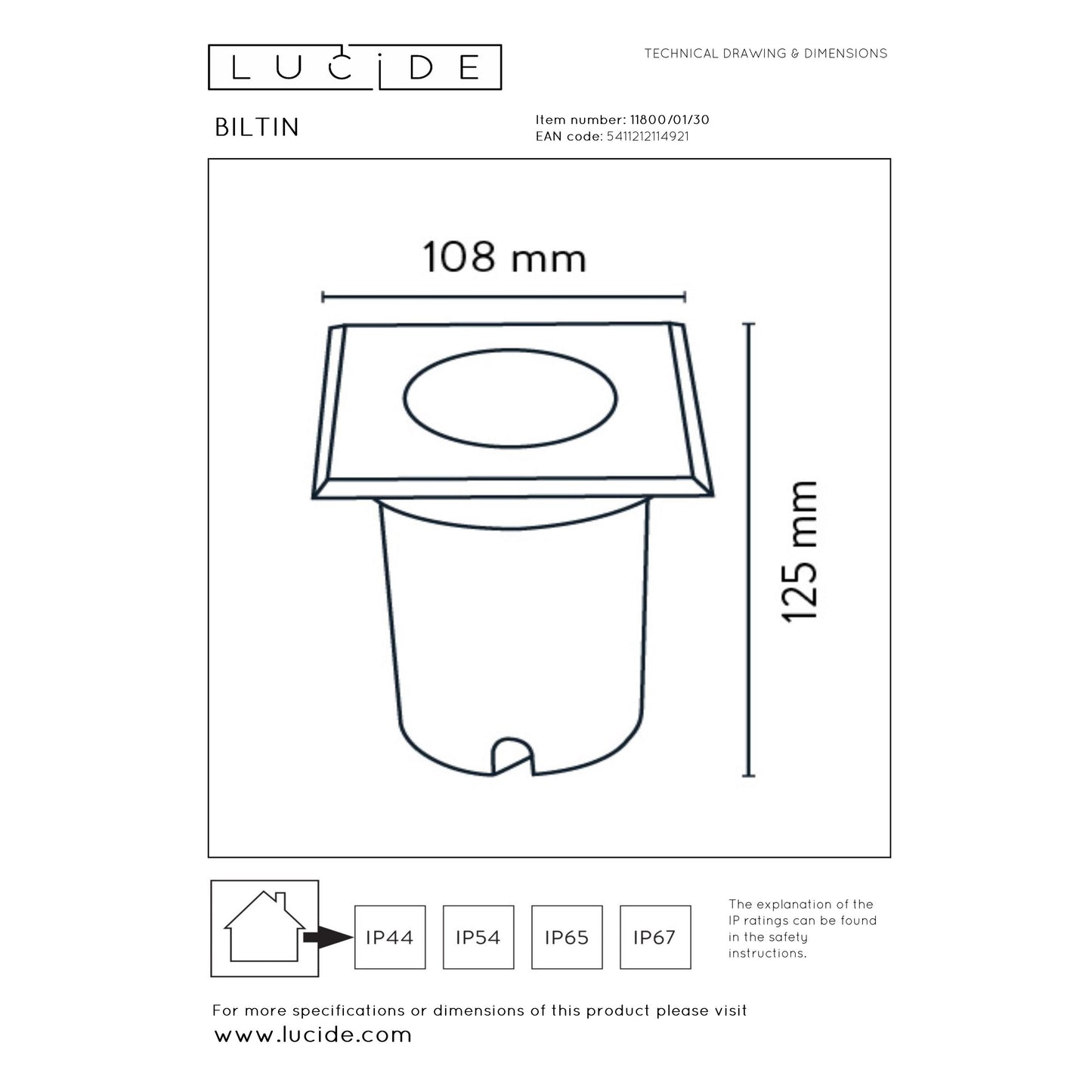 Lucide BILTIN - Deck light Indoor/Outdoor - 1xGU10 - IP67 - Black