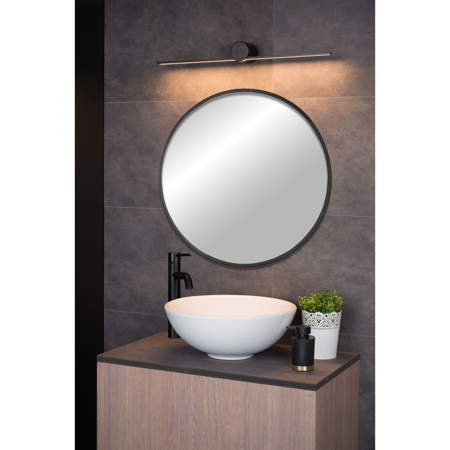 Lucide MIZAR - Wall light Bathroom - LED - 1x6W 2700K - IP44 - Black