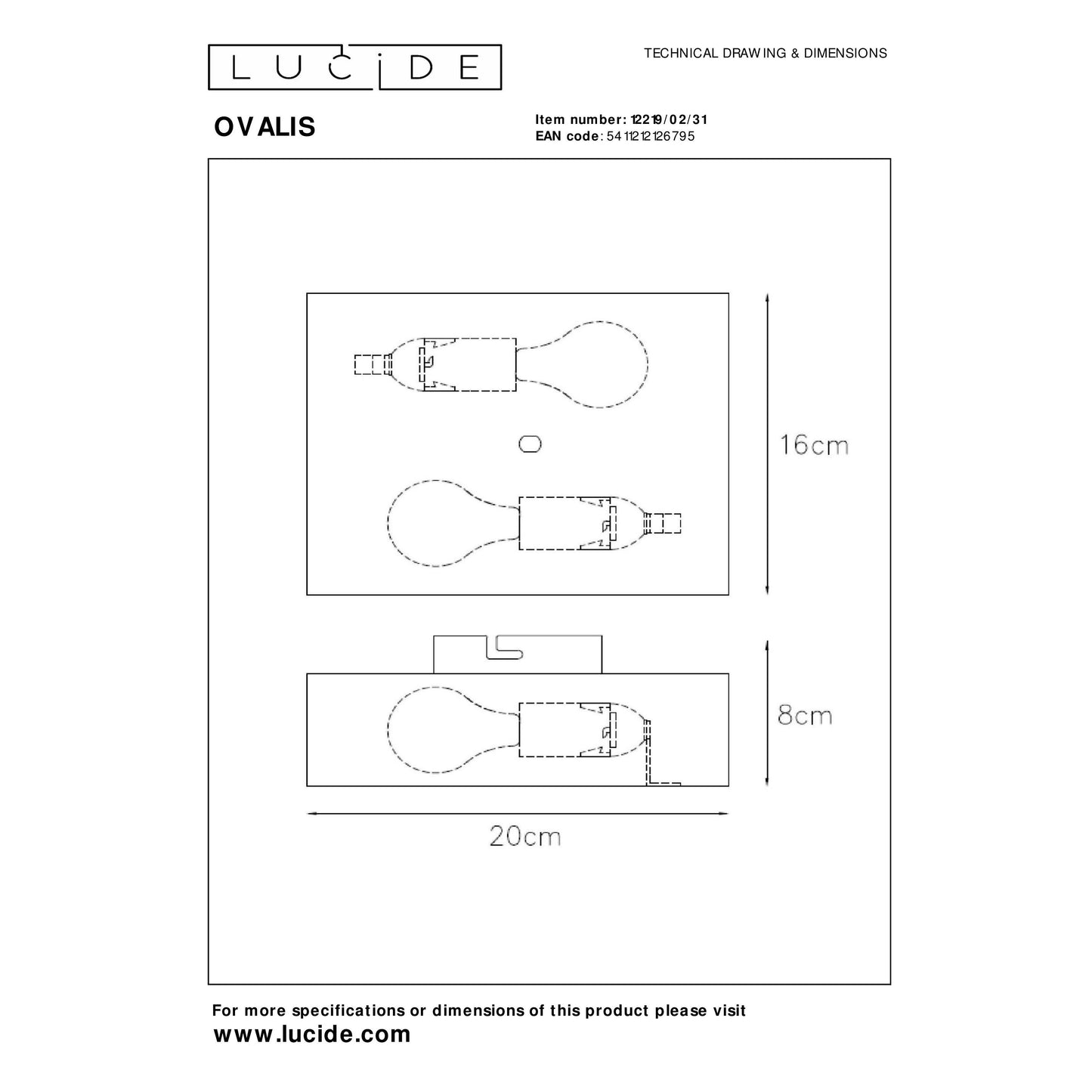 Lucide OVALIS - Wall light - 2xE14 - White