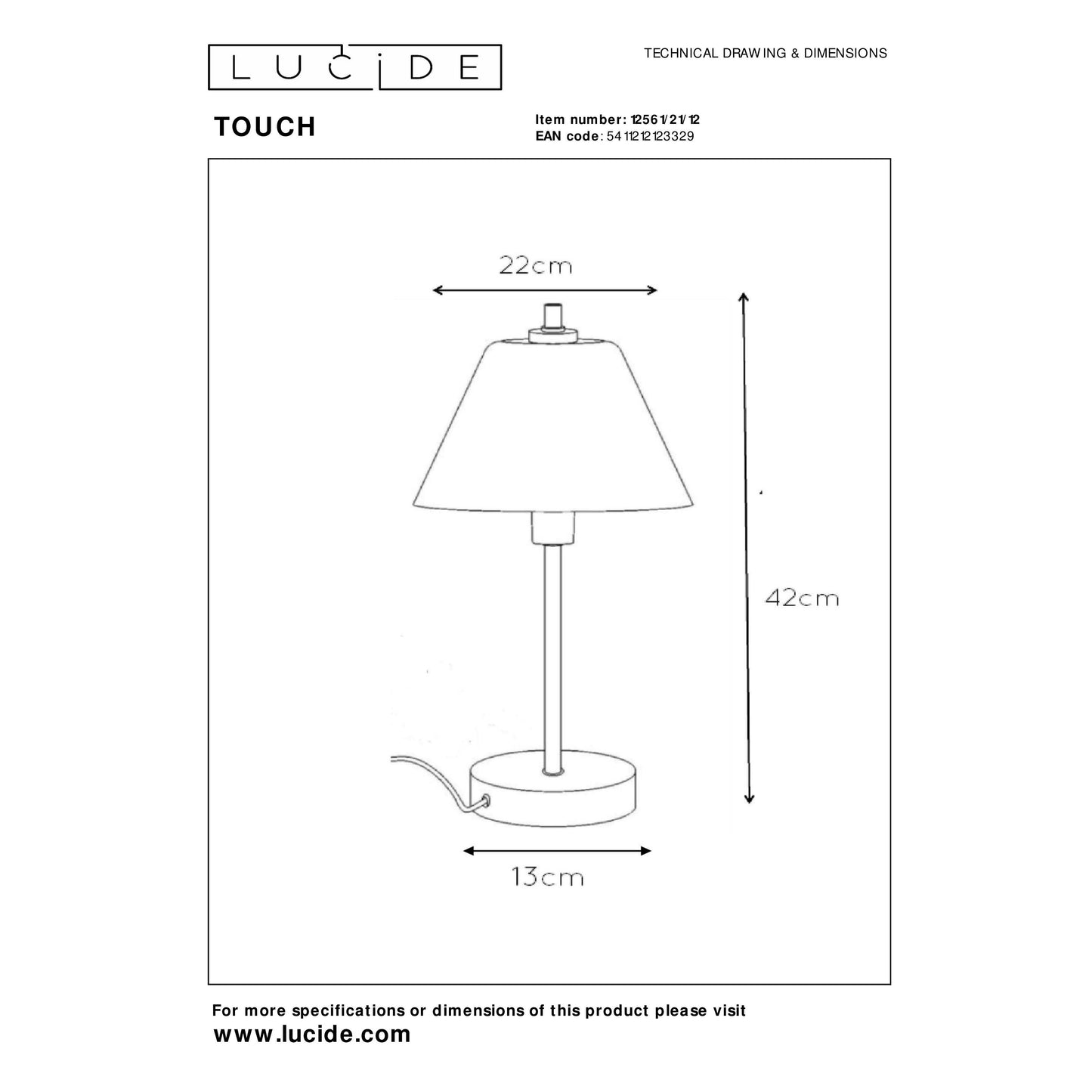Lucide TOUCH - Table lamp - Ø 22 cm - 1xE14 - 3 StepDim - Satin Chrome