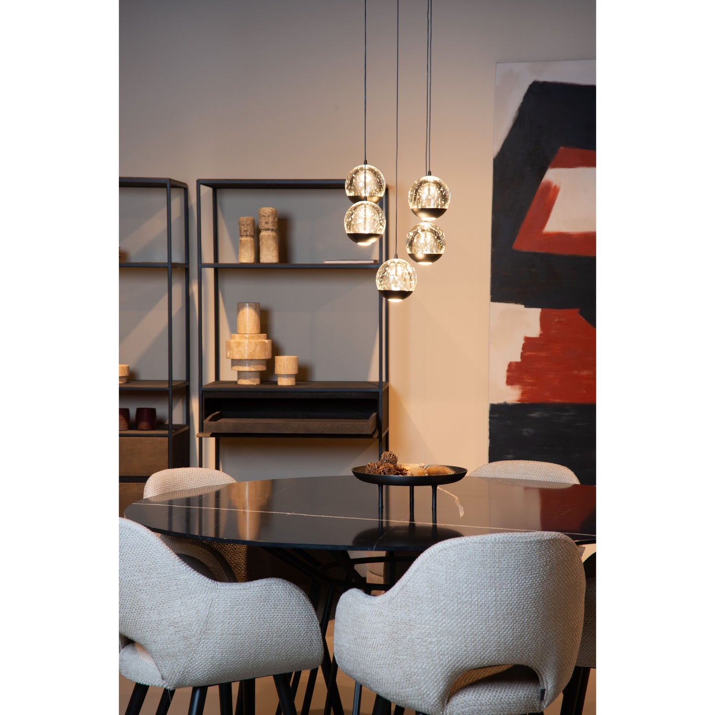 Lucide SENTUBAL - Pendant light - Ø 35 cm - LED Dim. - 5x5,2W 2700K - Black