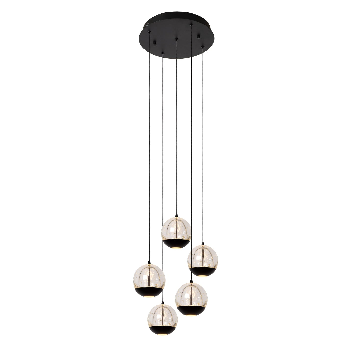 Lucide SENTUBAL - Pendant light - Ø 35 cm - LED Dim. - 5x5,2W 2700K - Black
