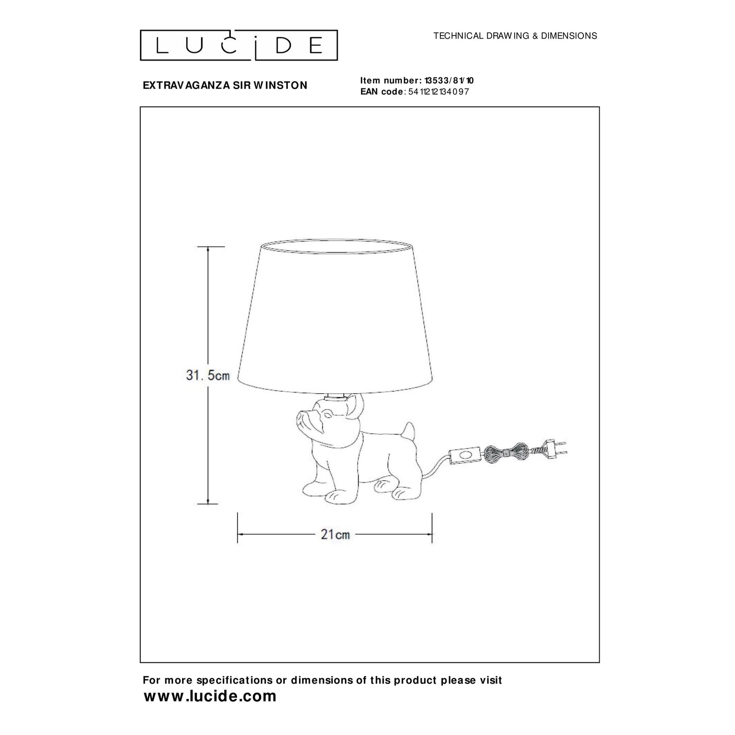 Lucide EXTRAVAGANZA SIR WINSTON - Table lamp - 1xE14 - Gold