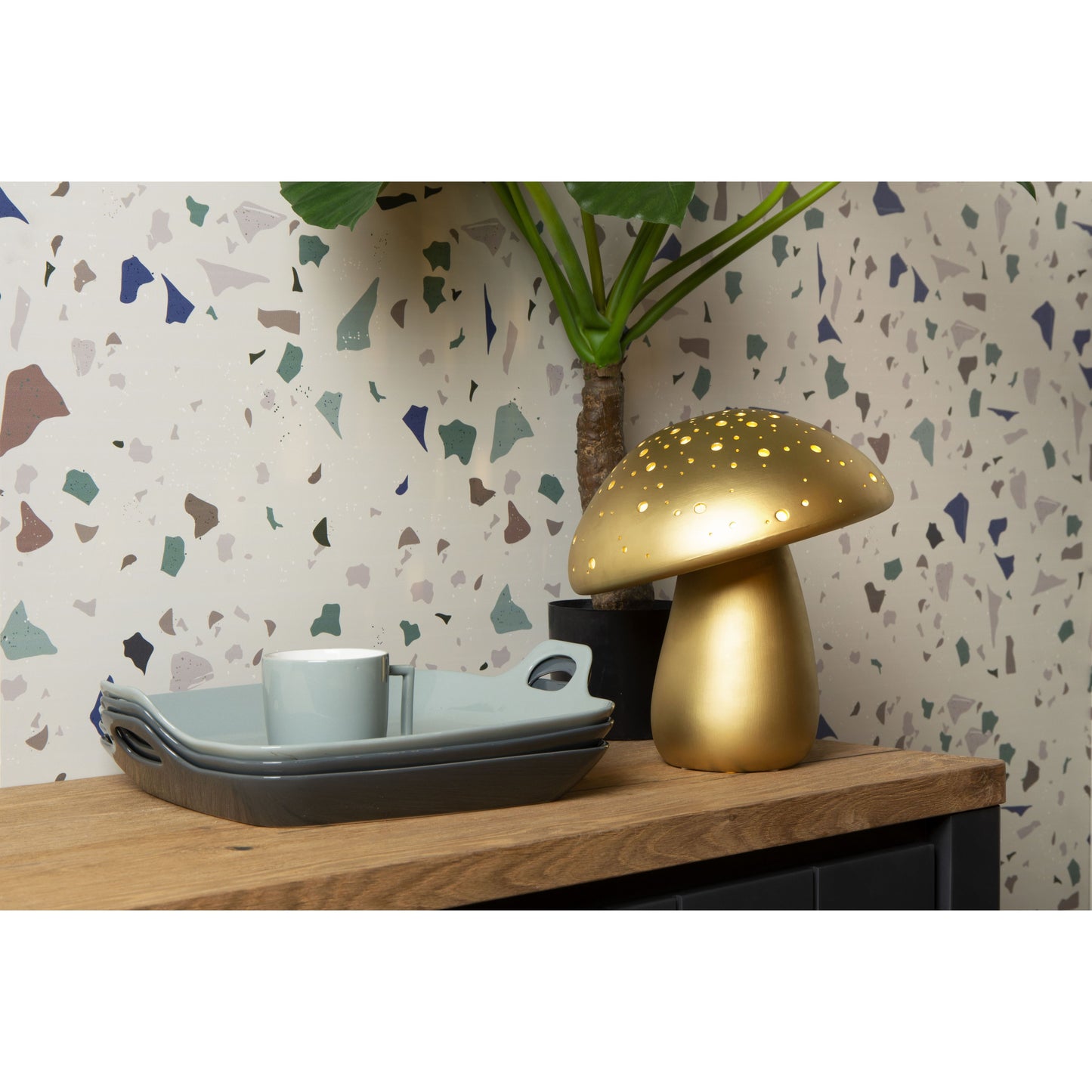 Lucide FUNGO - Table lamp - 1xE14 - Matt Gold / Brass