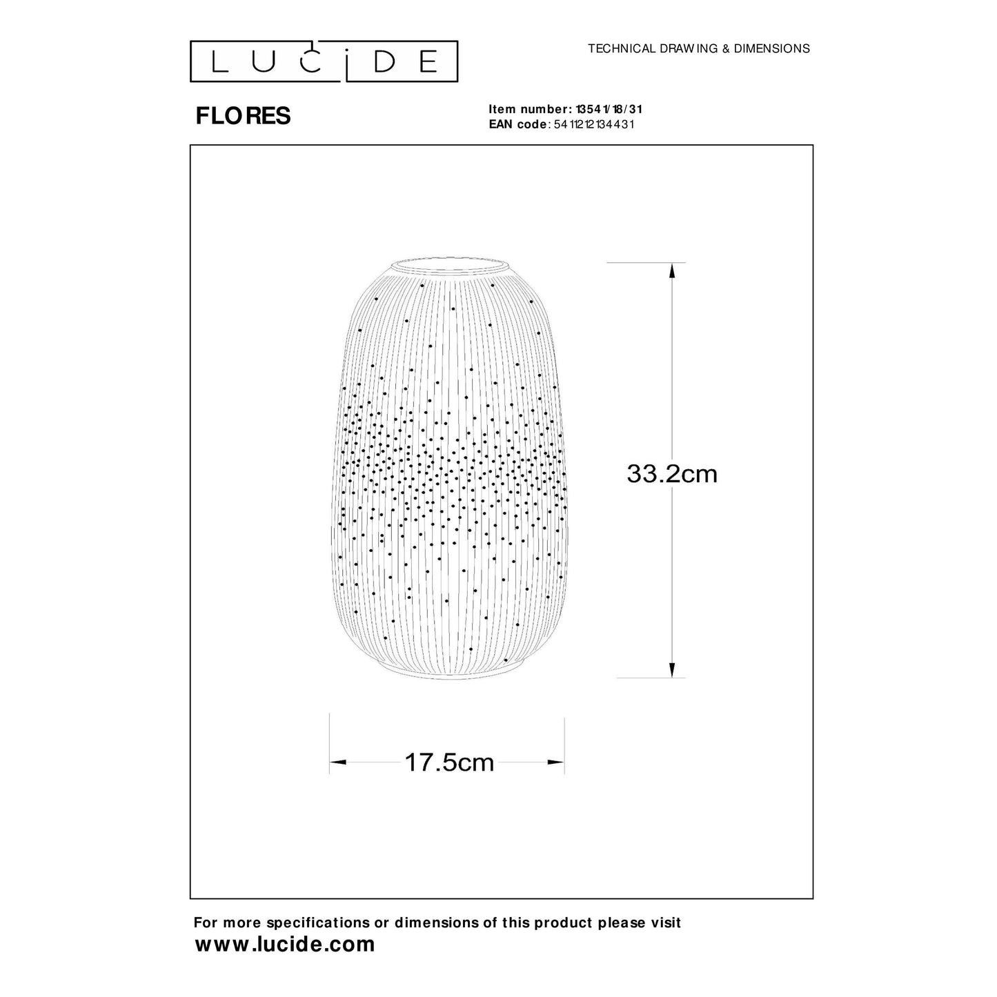 Lucide FLORES - Table lamp - Ø 17,5 cm - 1xE14 - White